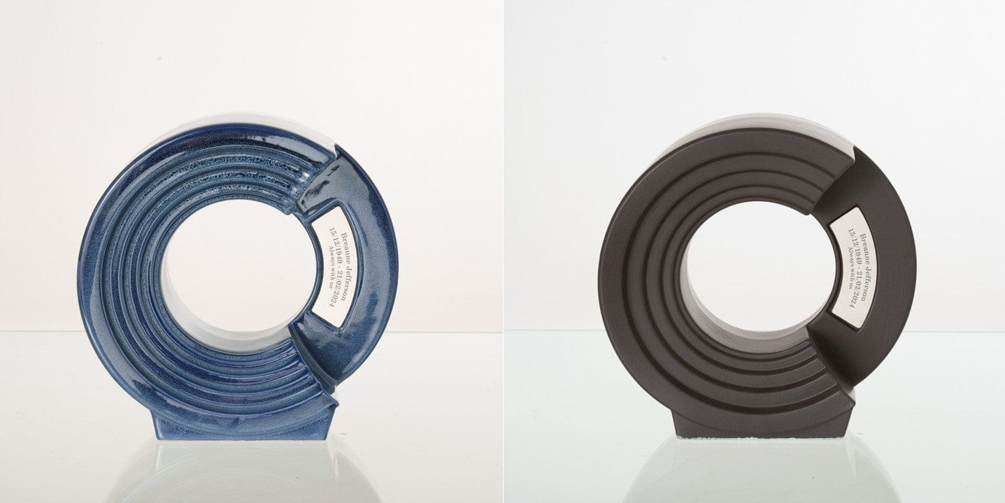 Pulvis Art Urns Adult Size Urn Blue Melange / Gray Matte / YES (+60$) Companion Urn "Solace" - Memorial Urn for Two | Ceramic Double Urn