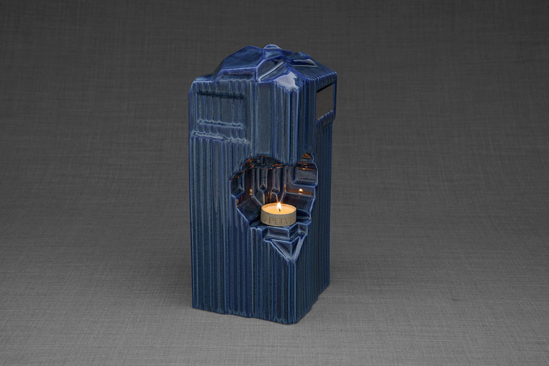 Pulvis Art Urns Adult Size Urn Cremation Candle Urn for Ashes "Heart" - Large | Blue Melange | Ceramic