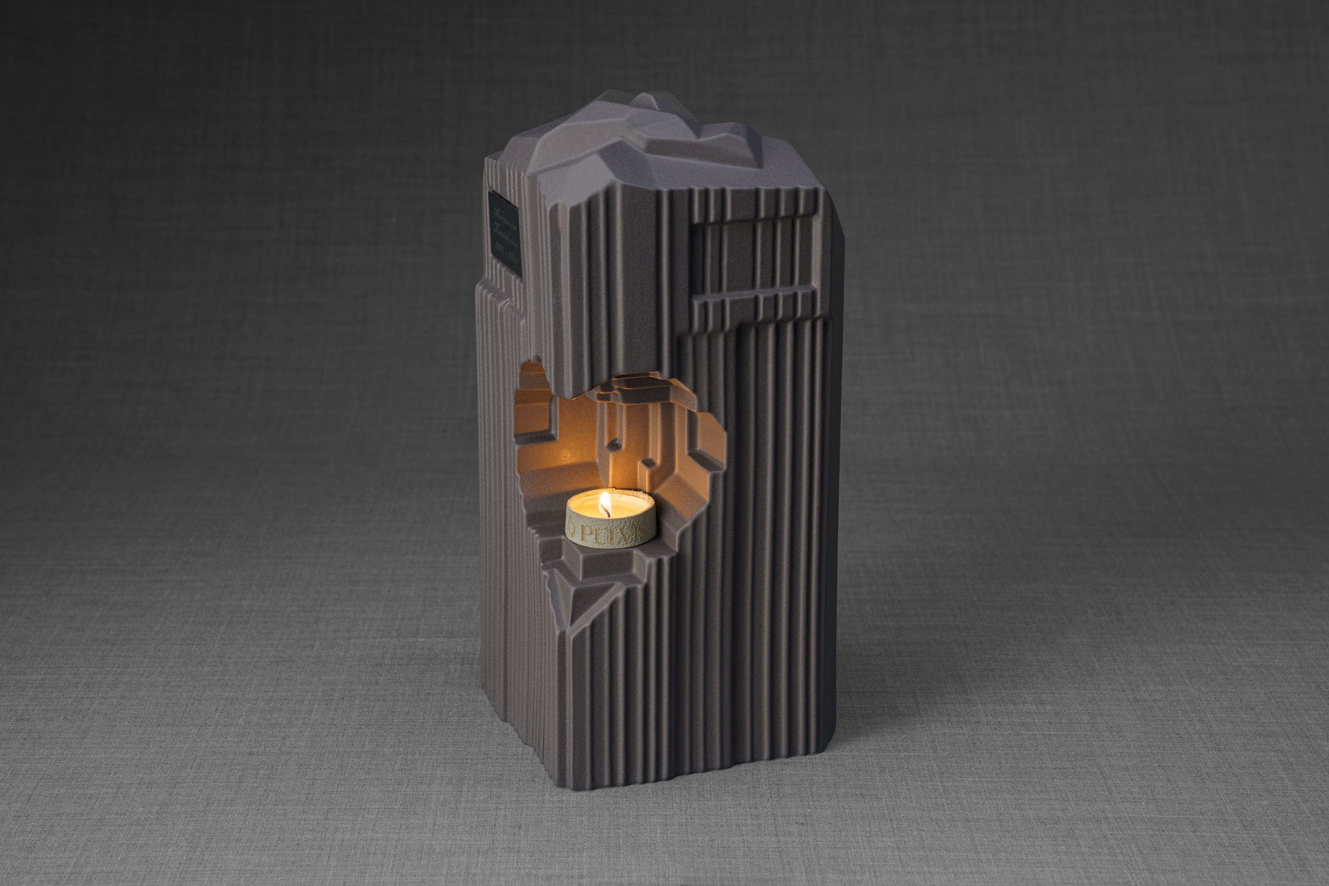 Pulvis Art Urns Adult Size Urn Cremation Candle Urn for Ashes "Heart" - Large | Grey Matte | Ceramic