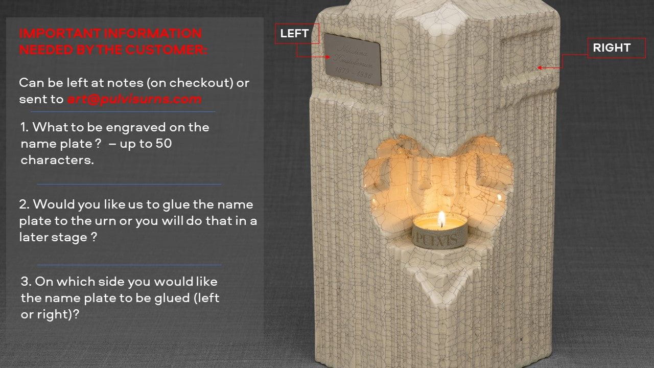 Pulvis Art Urns Adult Size Urn Cremation Candle Urn for Ashes "Heart" - Large | Lamp Black | Ceramic