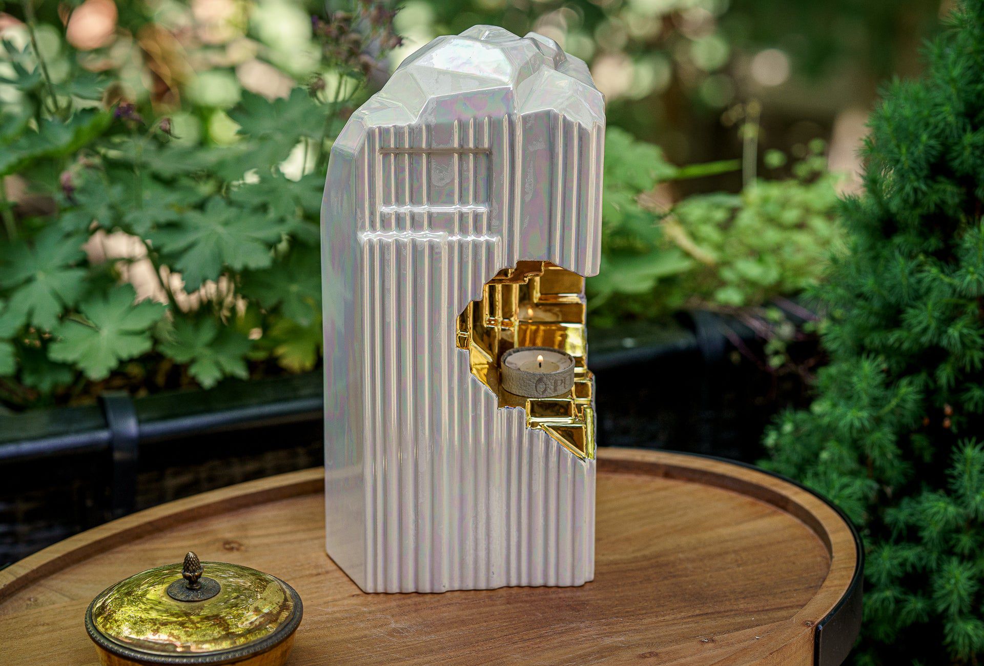 Pulvis Art Urns Adult Size Urn Cremation Candle Urn for Ashes "Heart" - Large | Pearly White | Ceramic