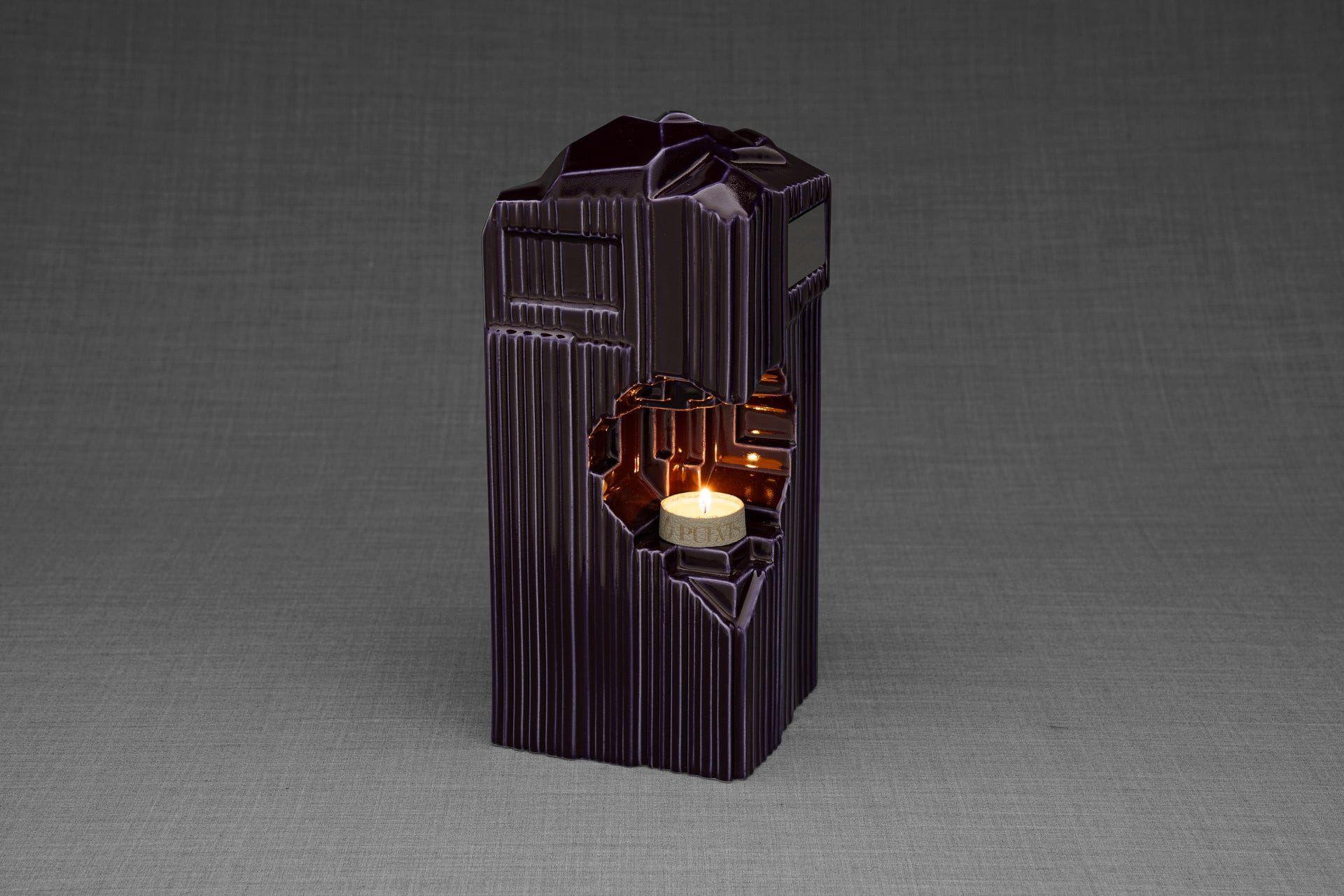 Pulvis Art Urns Adult Size Urn Cremation Candle Urn for Ashes "Heart" - Large | Violet | Ceramic