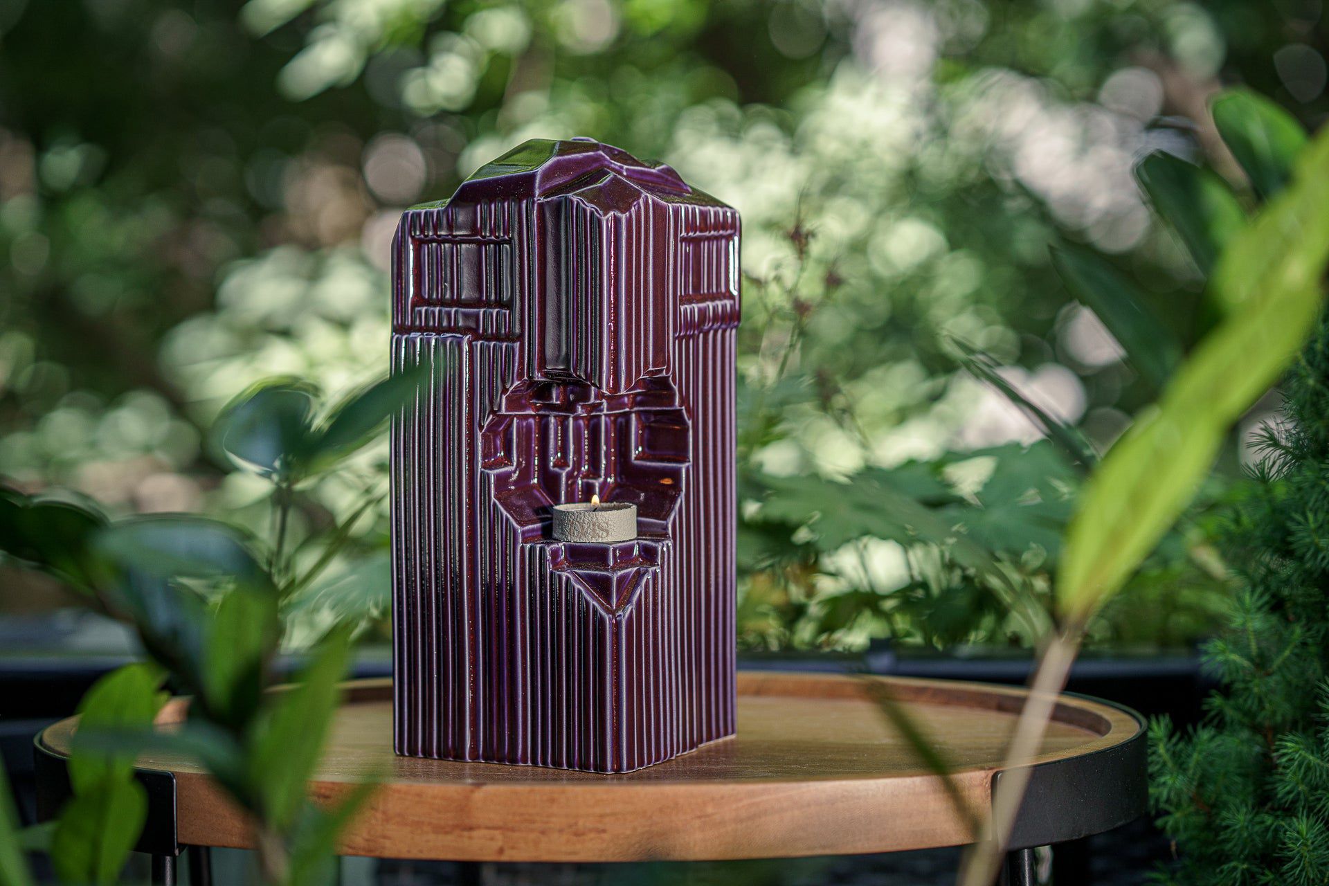Pulvis Art Urns Adult Size Urn Cremation Candle Urn for Ashes "Heart" - Large | Violet | Ceramic