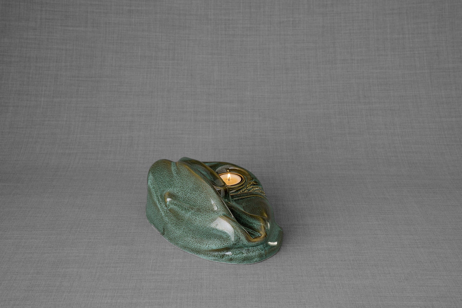 Pulvis Art Urns Adult Size Urn Cremation Urn "Cozy" - Oily Green Melange | Ceramic Picture Frame Urn