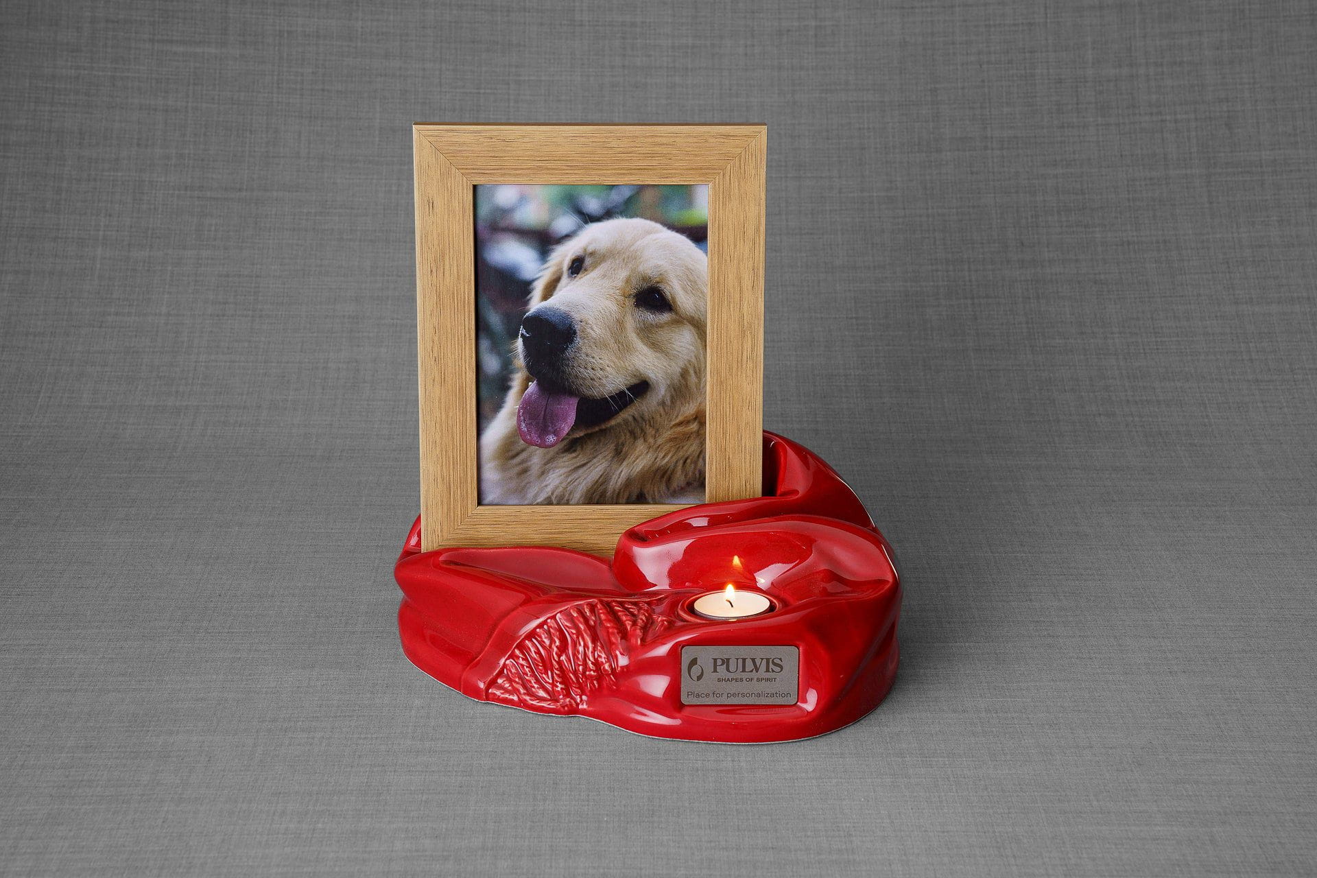 Pulvis Art Urns Adult Size Urn Cremation Urn "Cozy" - Red | Ceramic Picture Frame Urn