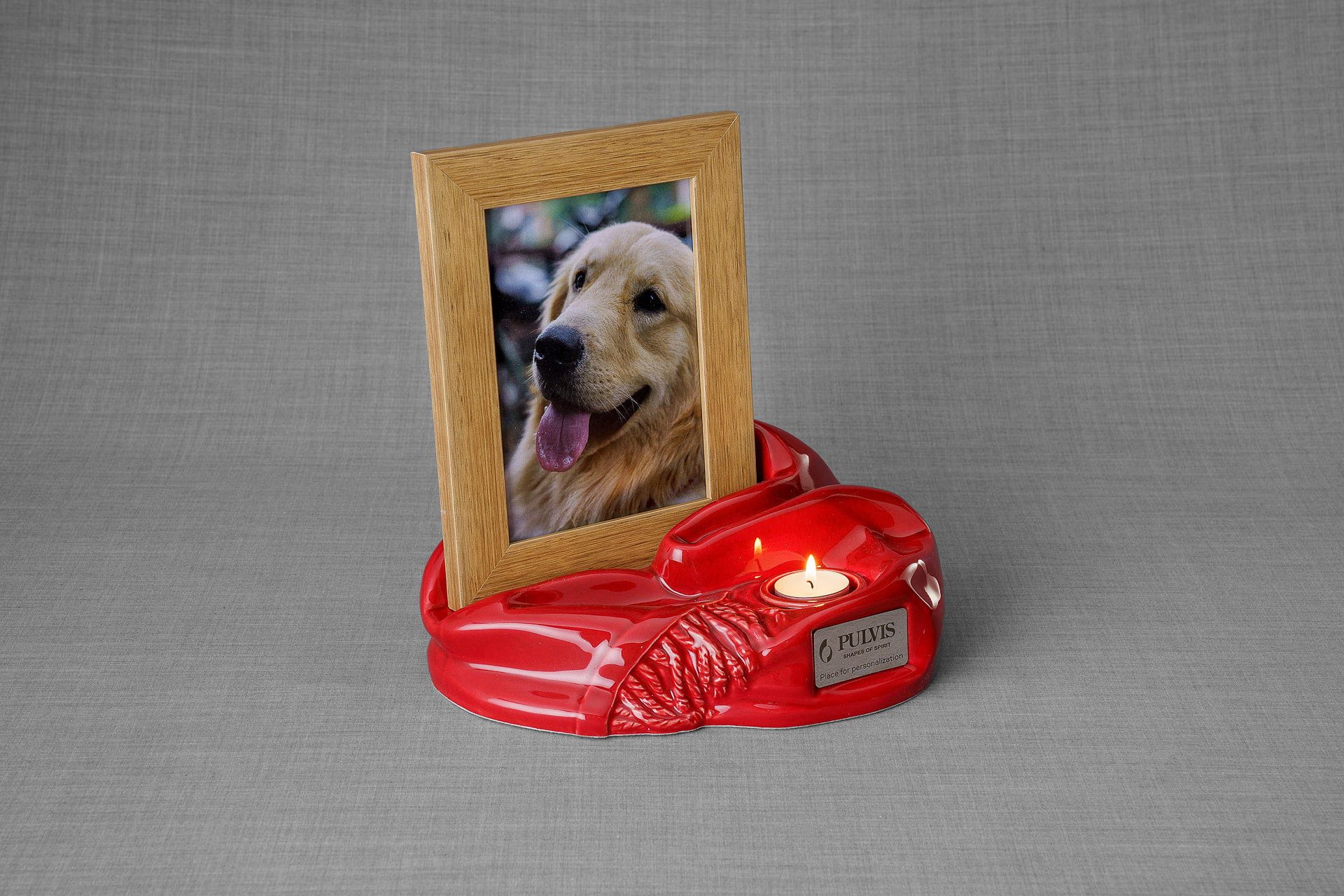 Pulvis Art Urns Adult Size Urn Cremation Urn "Cozy" - Red | Ceramic Picture Frame Urn
