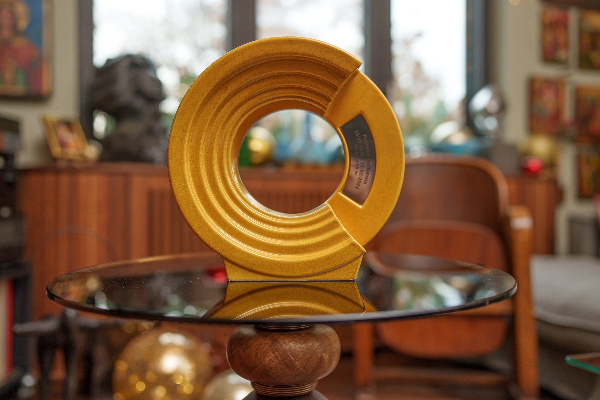 Pulvis Art Urns Adult Size Urn Cremation Urn "Solace" - Adult Memorial Urn | Amber Yellow | Ceramic