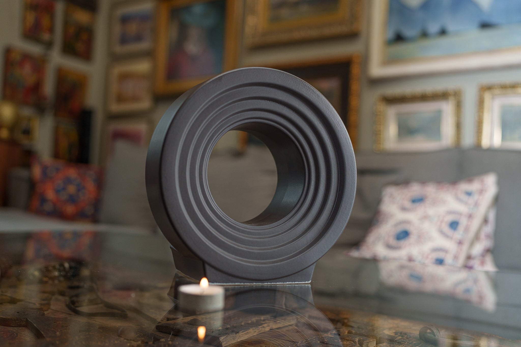 Pulvis Art Urns Adult Size Urn Cremation Urn "Solace" - Adult Memorial Urn | Gray Matte | Ceramic