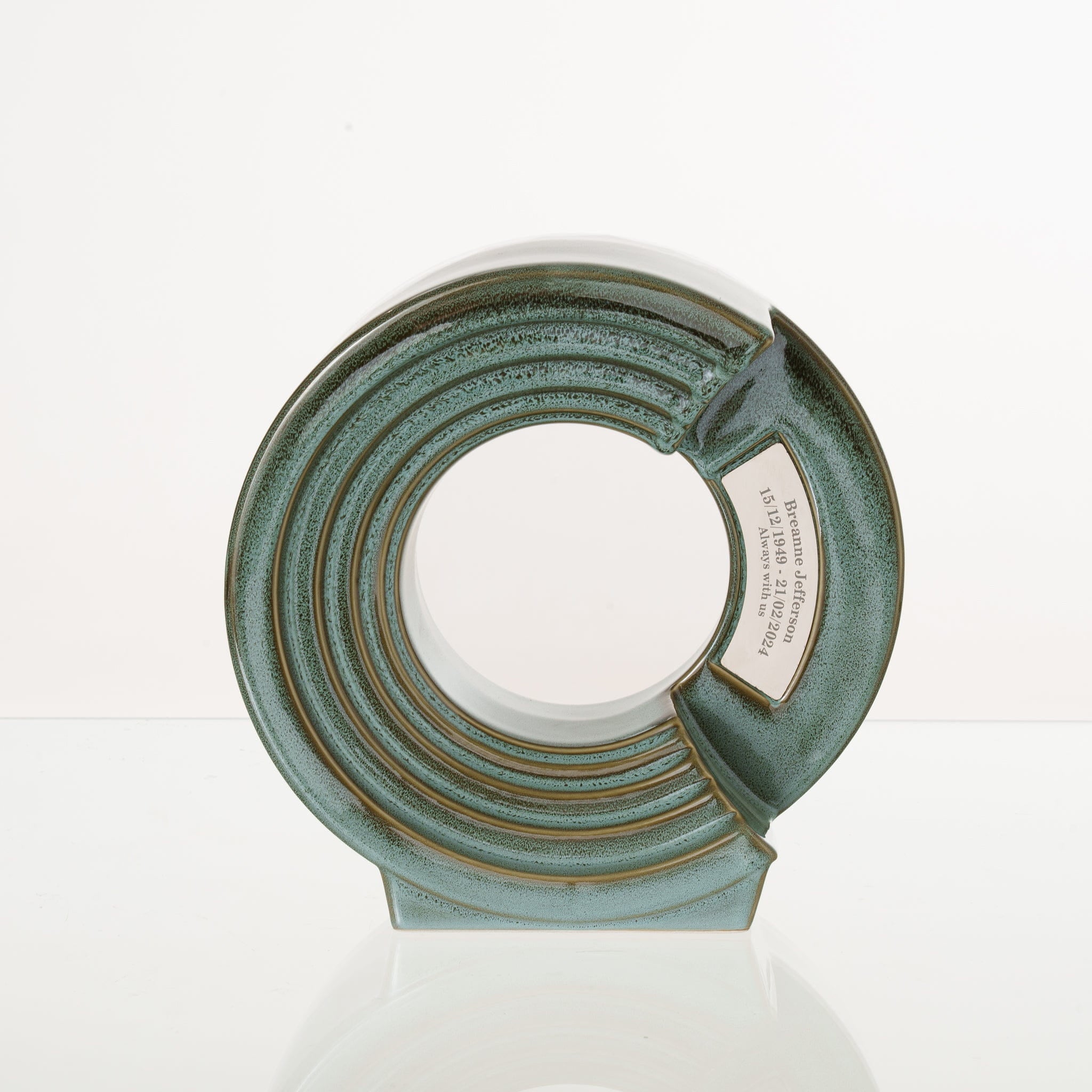 Pulvis Art Urns Adult Size Urn Cremation Urn "Solace" - Adult Memorial Urn | Oily Green Melange | Ceramic