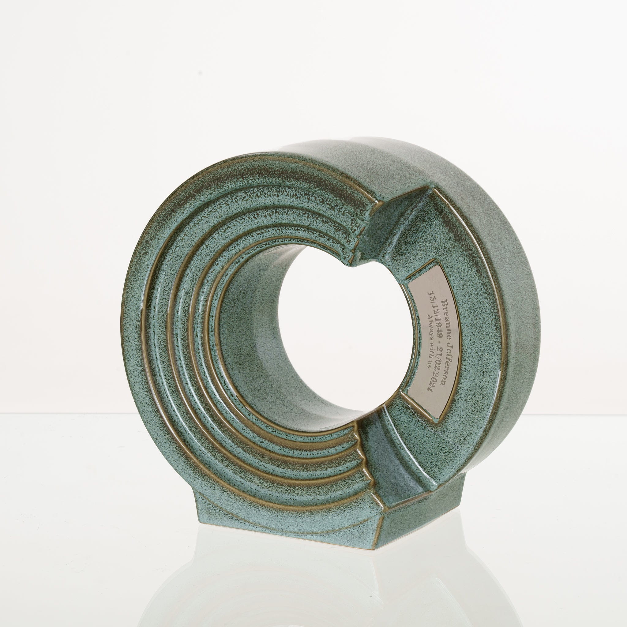 Pulvis Art Urns Adult Size Urn Cremation Urn "Solace" - Adult Memorial Urn | Oily Green Melange | Ceramic