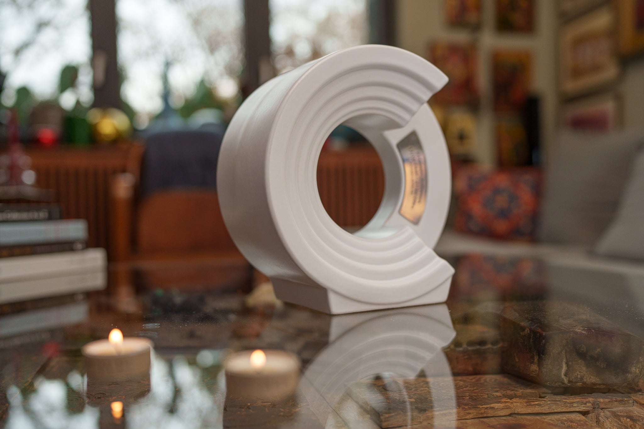 Pulvis Art Urns Adult Size Urn Cremation Urn "Solace" - Adult Memorial Urn | White Matte | Ceramic