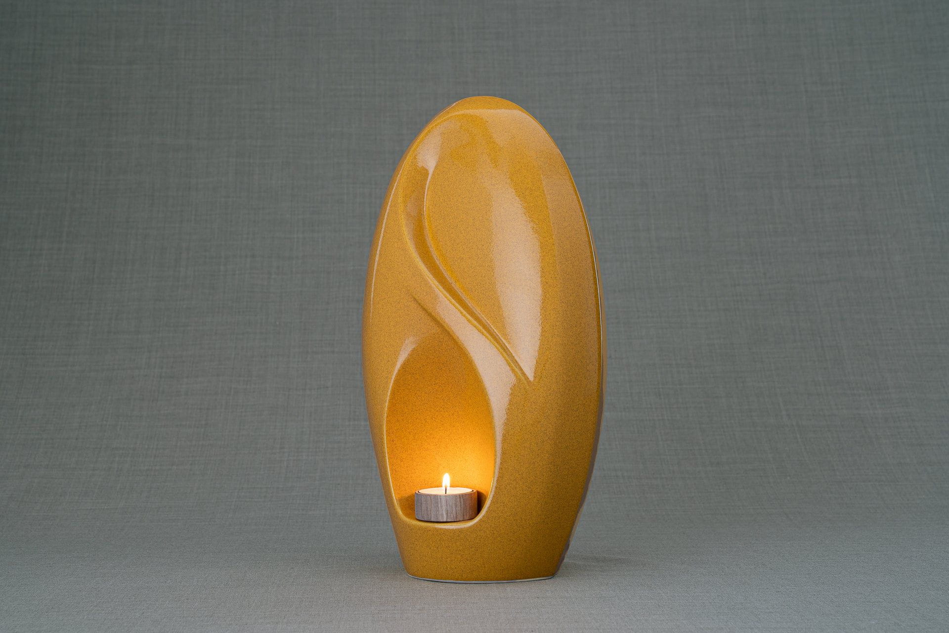 Pulvis Art Urns Adult Size Urn Eternity Handmade Cremation Urn for Ashes - Large | Amber Yellow | Ceramic