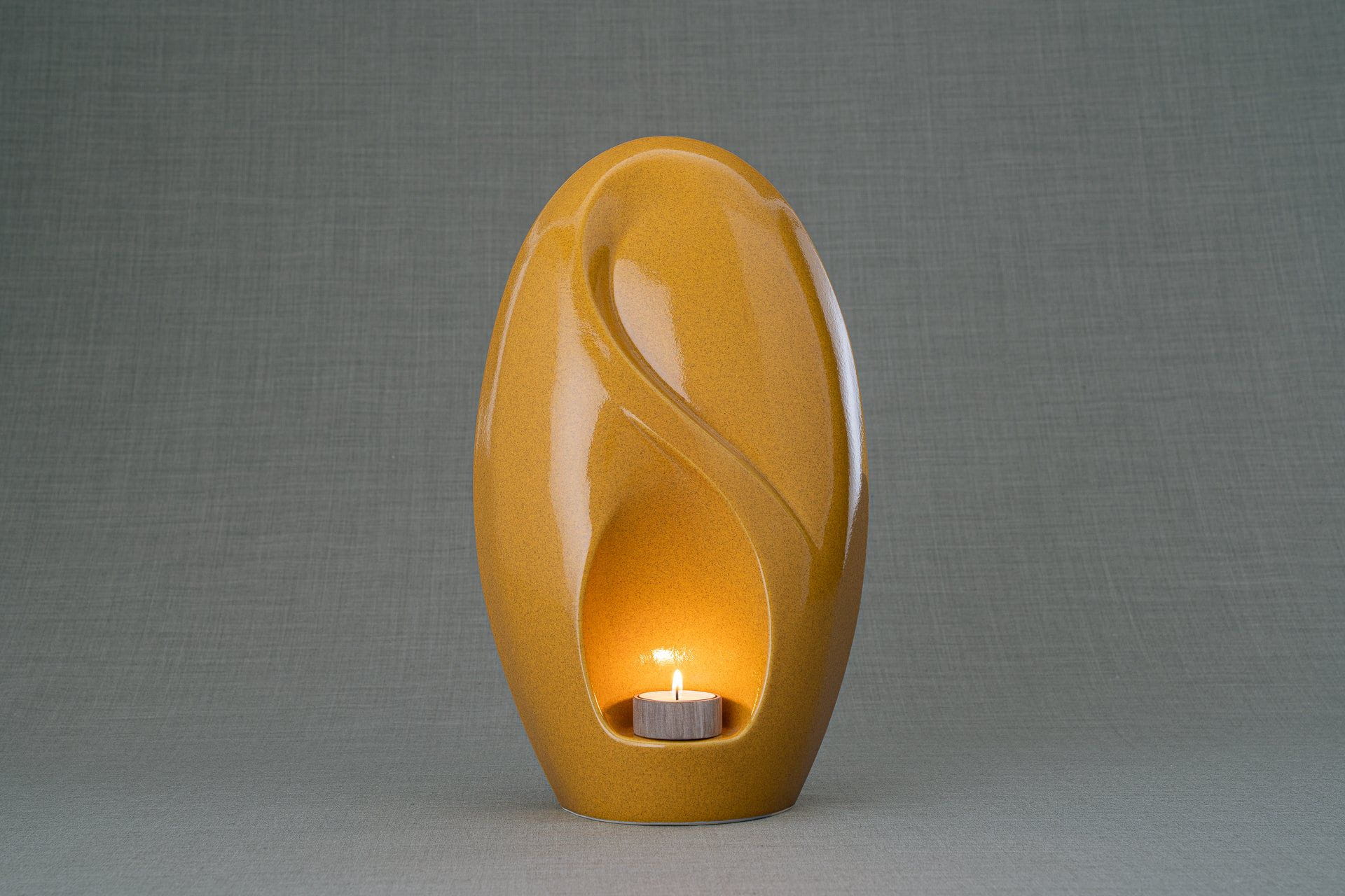 Pulvis Art Urns Adult Size Urn Eternity Handmade Cremation Urn for Ashes - Large | Amber Yellow | Ceramic