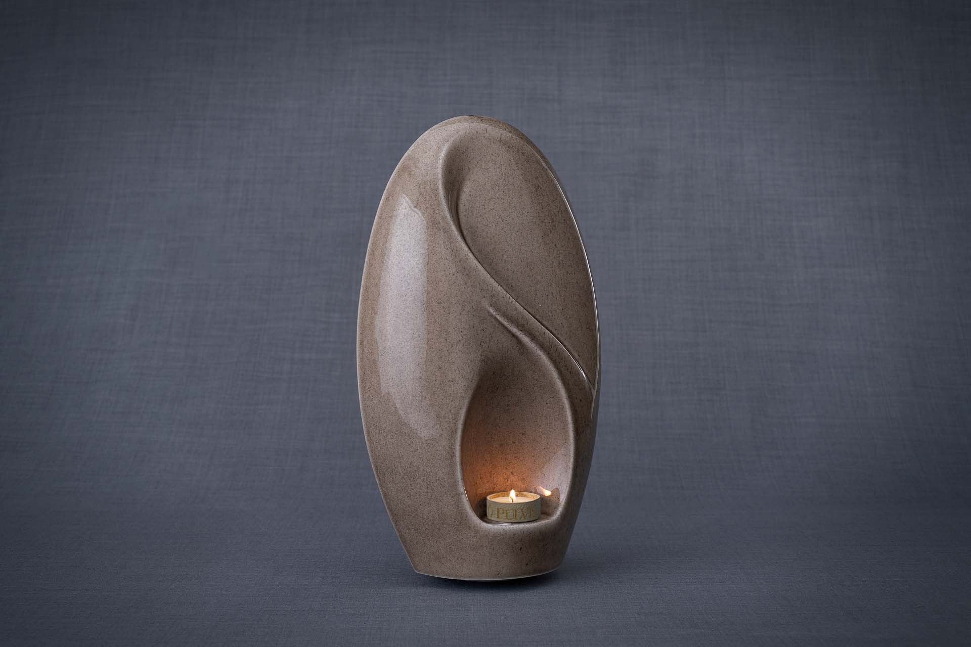Pulvis Art Urns Adult Size Urn Eternity Handmade Cremation Urn for Ashes - Large | Beige Grey | Ceramic
