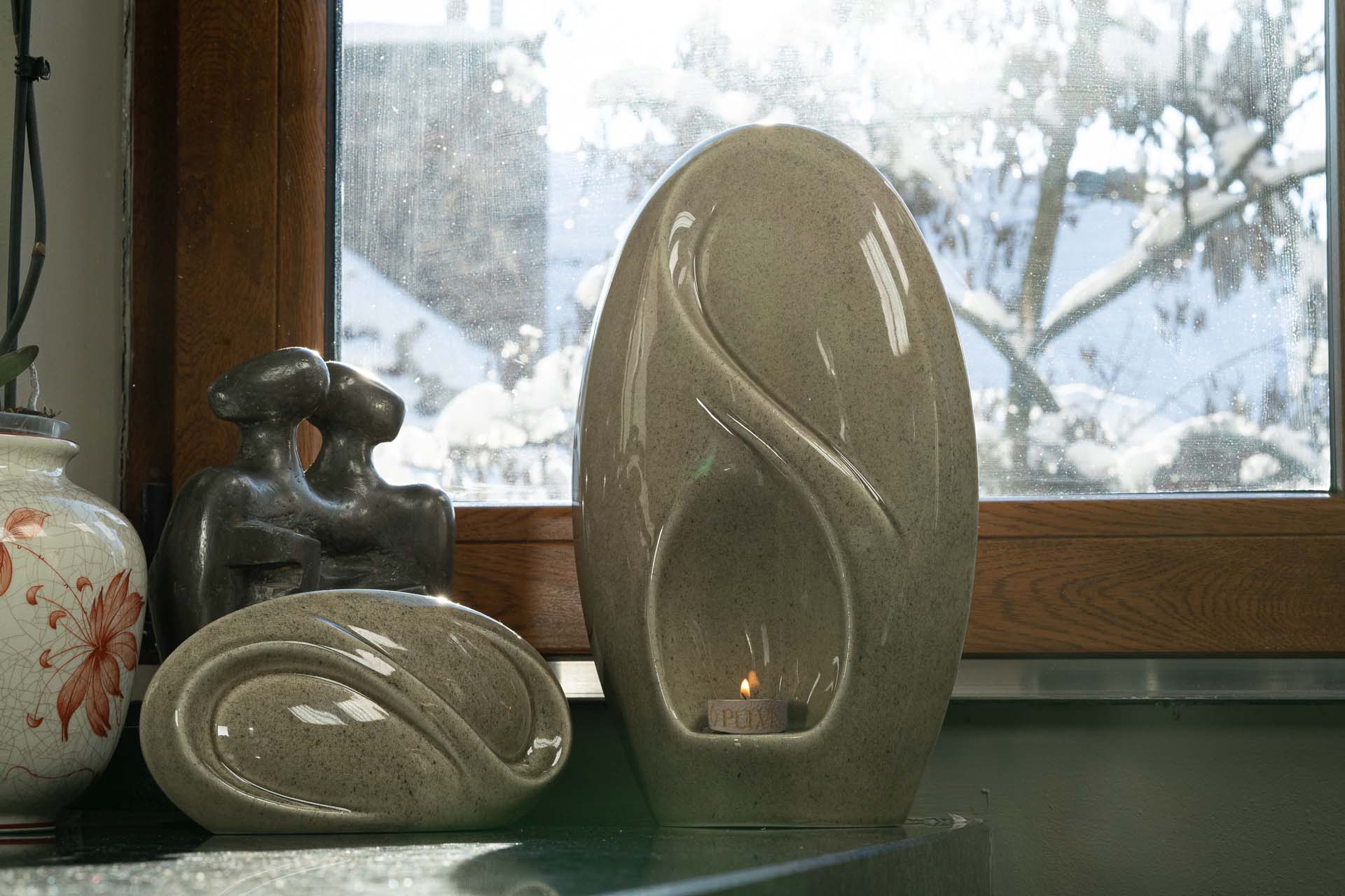 Pulvis Art Urns Adult Size Urn Eternity Handmade Cremation Urn for Ashes - Large | Beige Grey | Ceramic