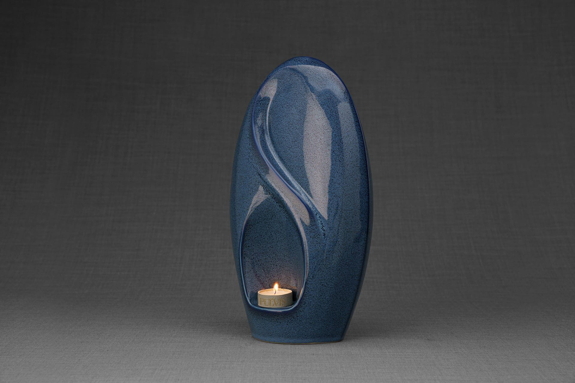 Pulvis Art Urns Adult Size Urn Eternity Handmade Cremation Urn for Ashes - Large | Blue Melange | Ceramic