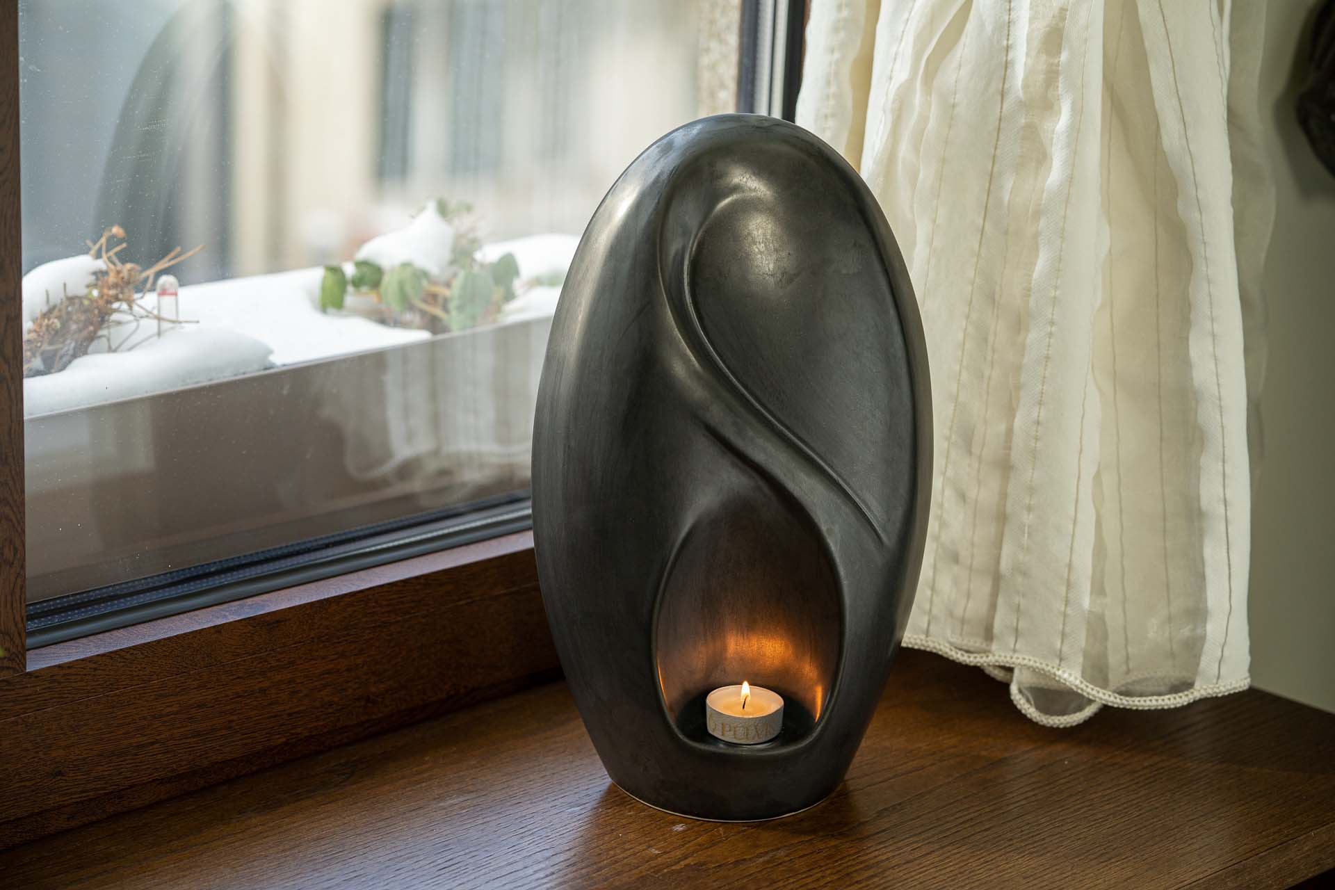 Pulvis Art Urns Adult Size Urn Eternity Handmade Cremation Urn for Ashes - Large | Dark Matte | Ceramic