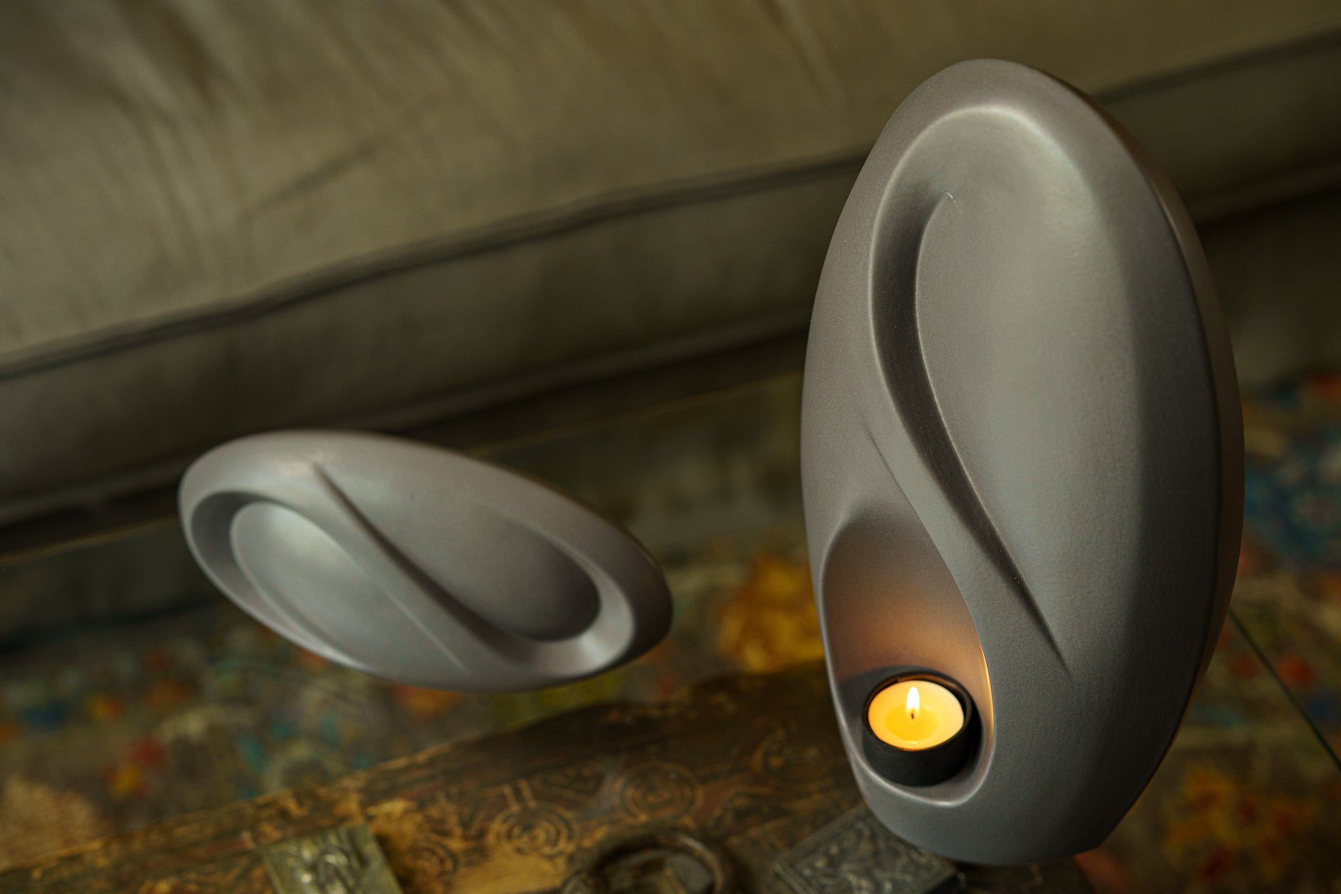 Pulvis Art Urns Adult Size Urn Eternity Handmade Cremation Urn for Ashes - Large | Grey Matte | Ceramic