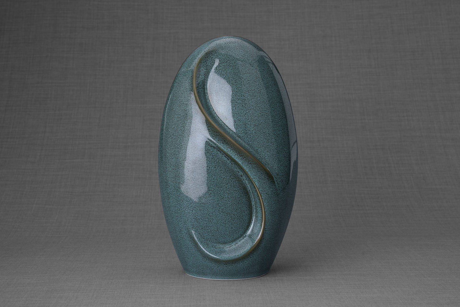 Pulvis Art Urns Adult Size Urn Eternity Handmade Cremation Urn for Ashes - Large | Oily Green Melange