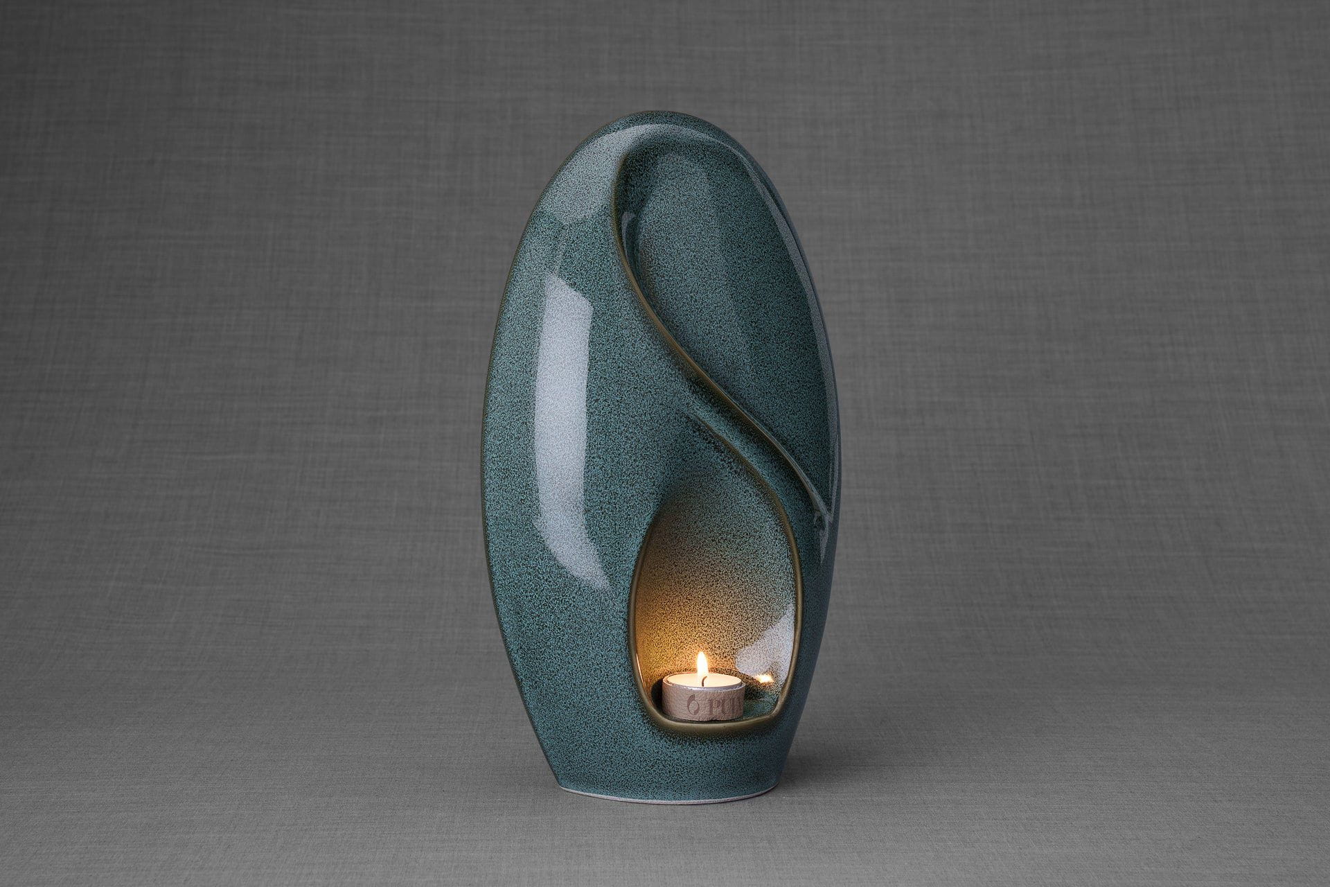 Pulvis Art Urns Adult Size Urn Eternity Handmade Cremation Urn for Ashes - Large | Oily Green Melange