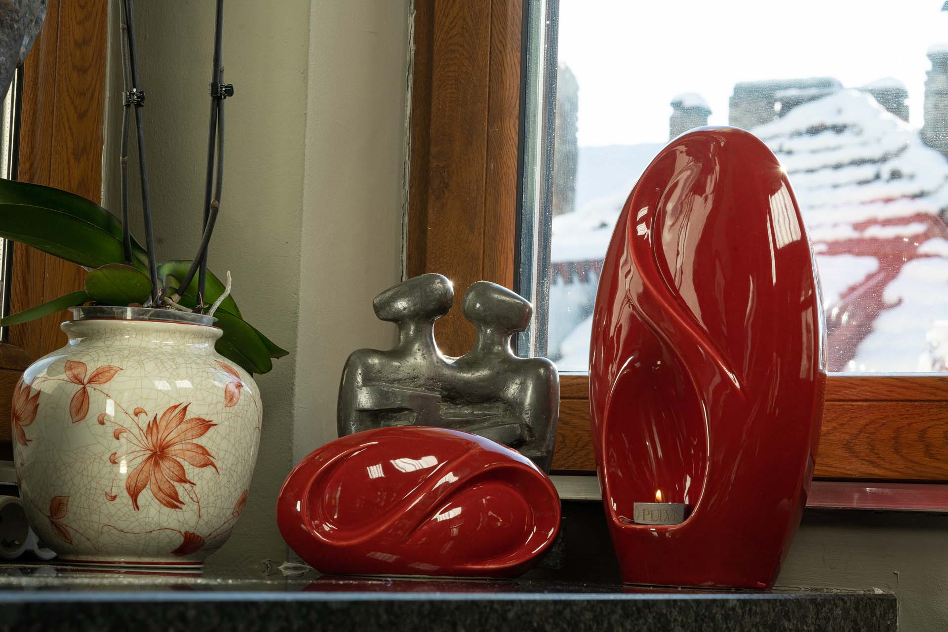Pulvis Art Urns Adult Size Urn Eternity Handmade Cremation Urn for Ashes - Large | Red | Ceramic