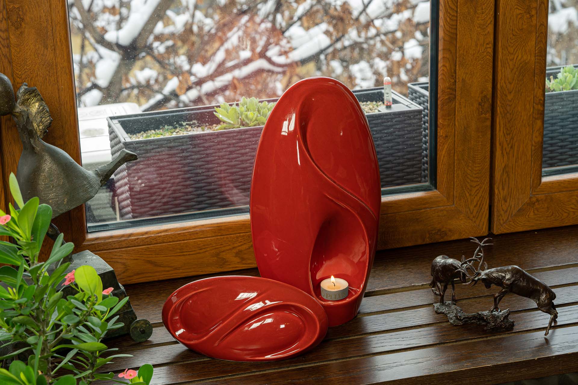 Pulvis Art Urns Adult Size Urn Eternity Handmade Cremation Urn for Ashes - Large | Red | Ceramic