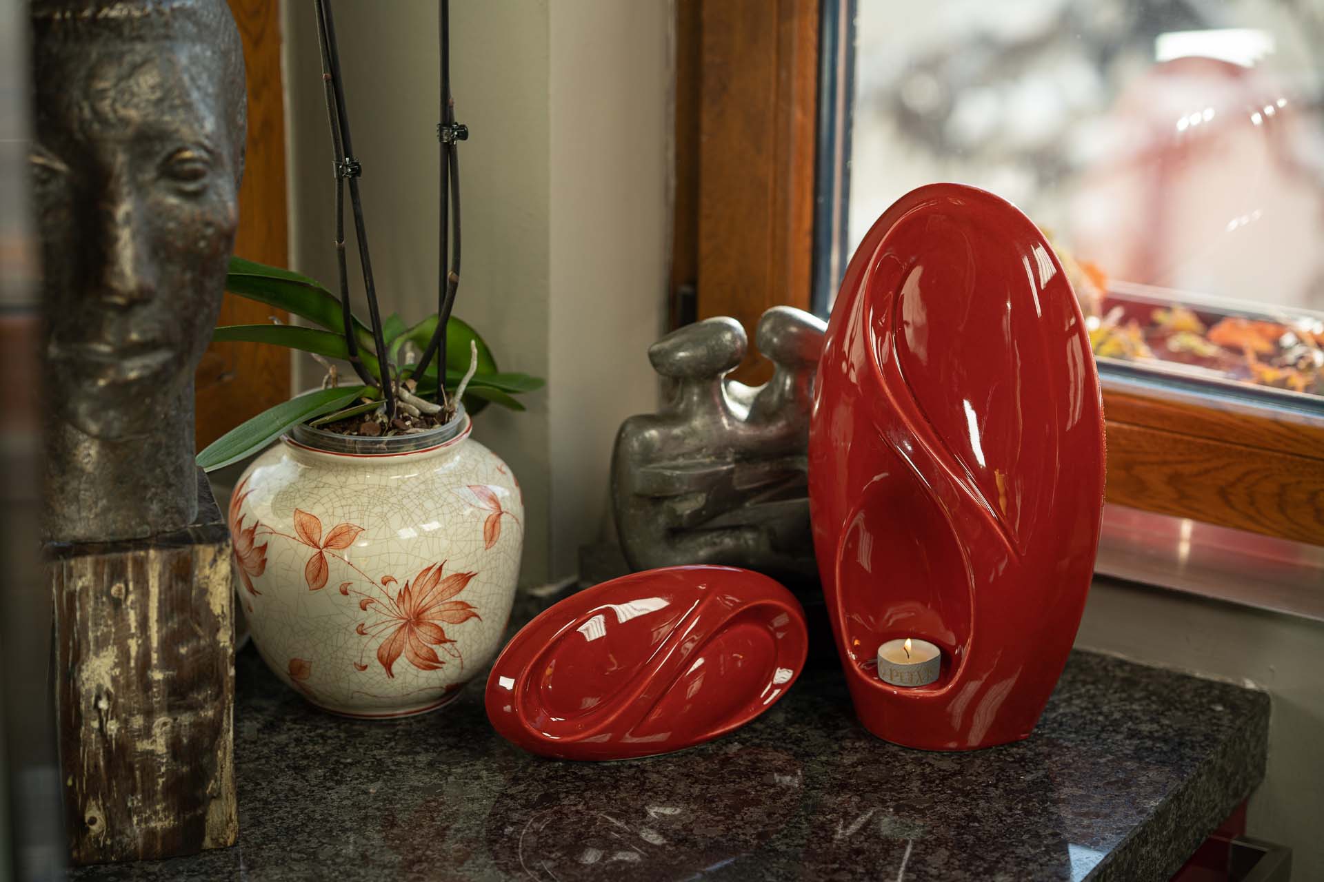 Pulvis Art Urns Adult Size Urn Eternity Handmade Cremation Urn for Ashes - Large | Red | Ceramic