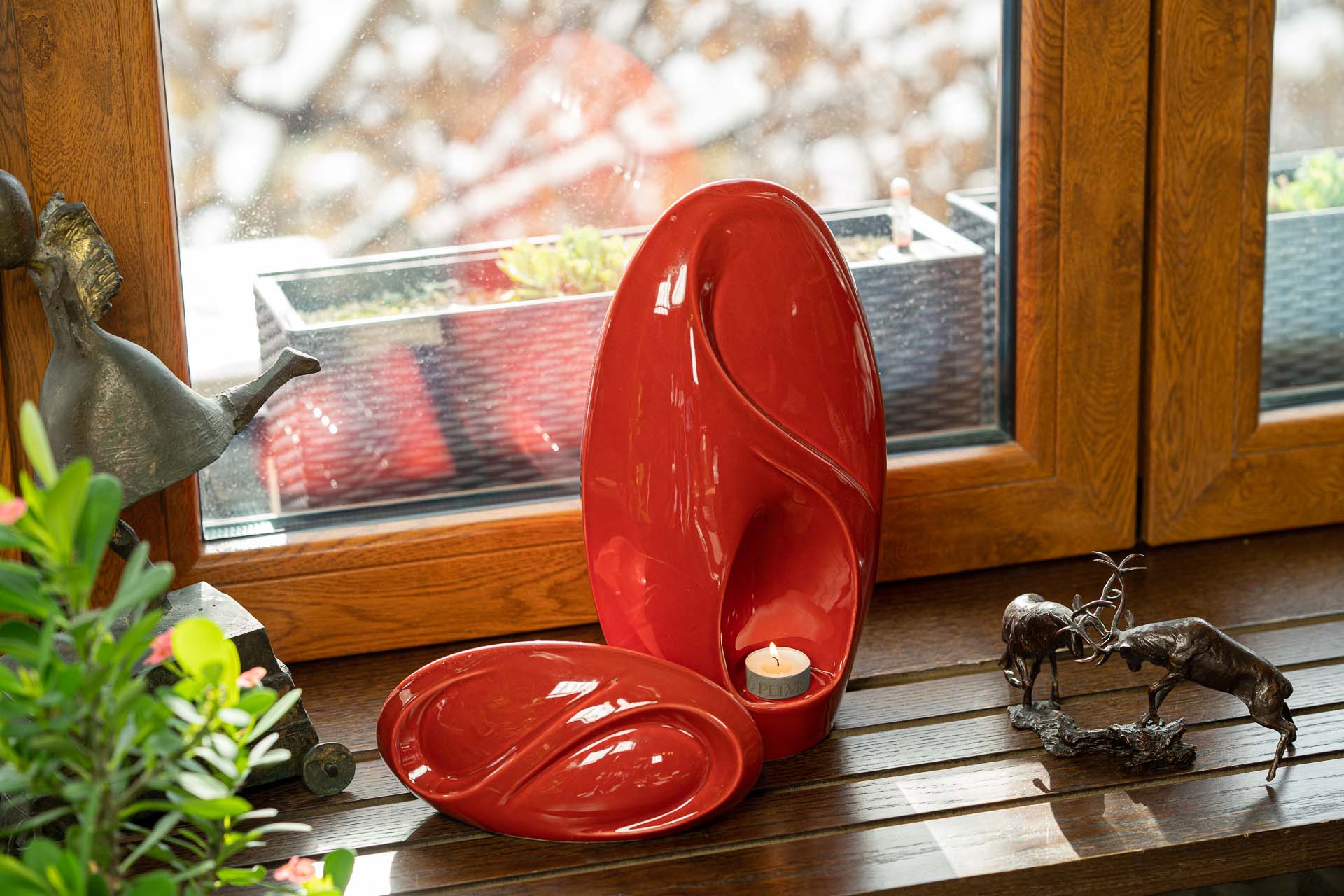 Pulvis Art Urns Adult Size Urn Eternity Handmade Cremation Urn for Ashes - Large | Red | Ceramic