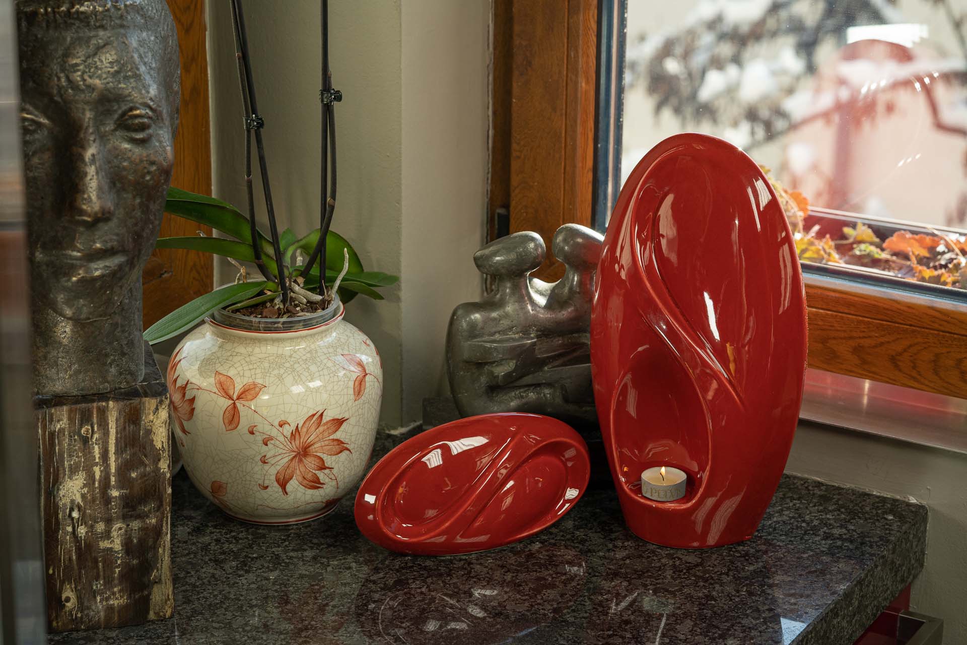 Pulvis Art Urns Adult Size Urn Eternity Handmade Cremation Urn for Ashes - Large | Red | Ceramic