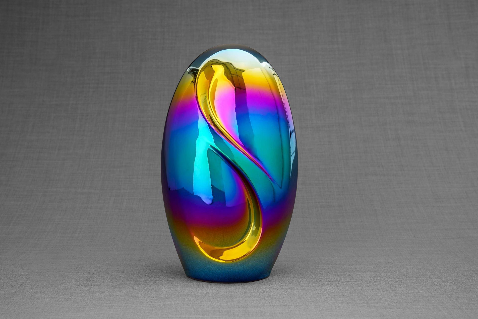 Pulvis Art Urns Adult Size Urn Exclusive Cremation Urn for Ashes "Eternity" - Large | Rainbow Chrome