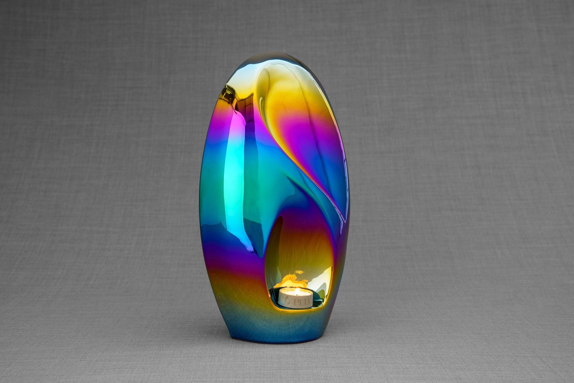 Pulvis Art Urns Adult Size Urn Exclusive Cremation Urn for Ashes "Eternity" - Large | Rainbow Chrome