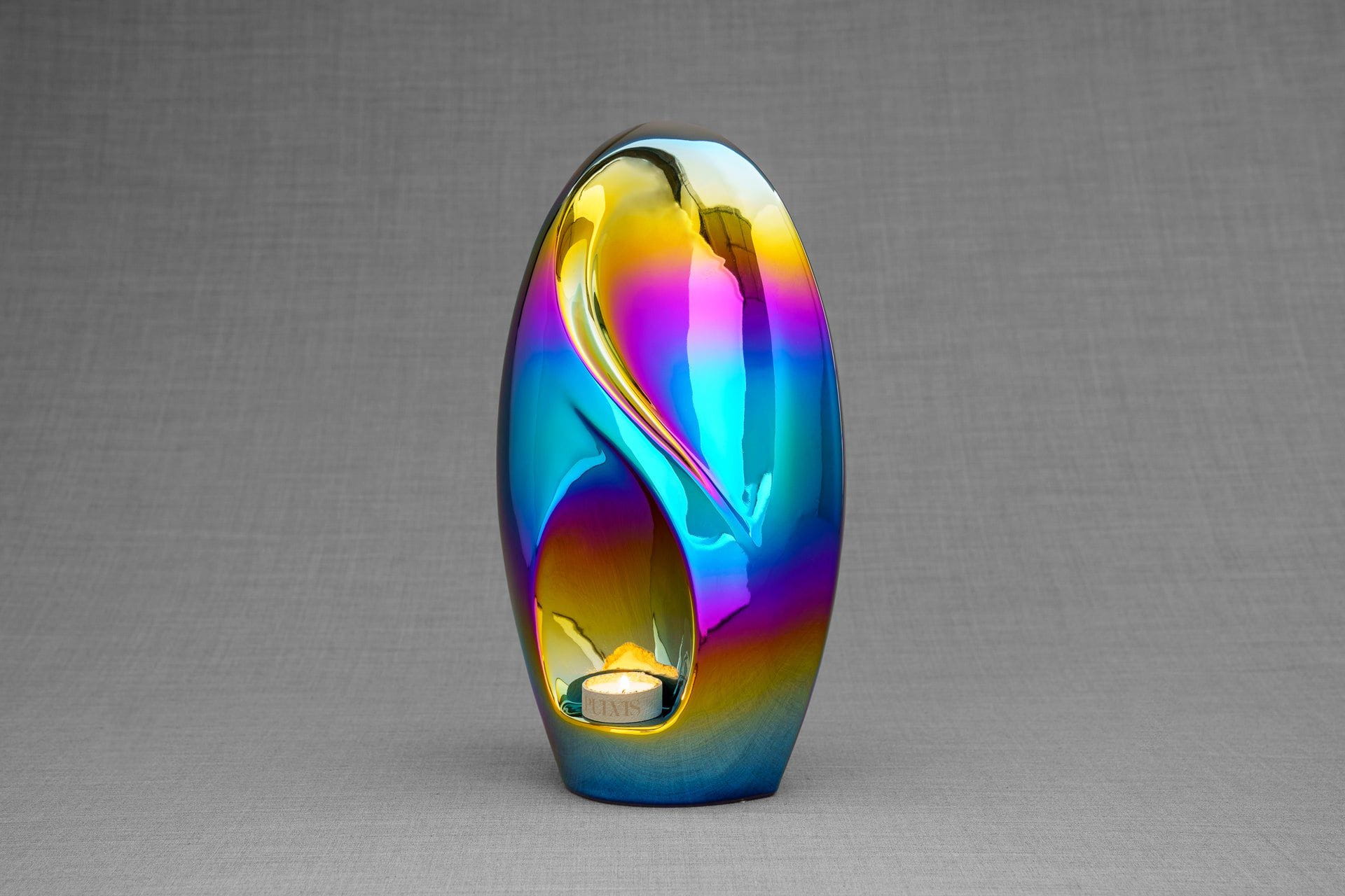 Pulvis Art Urns Adult Size Urn Exclusive Cremation Urn for Ashes "Eternity" - Large | Rainbow Chrome