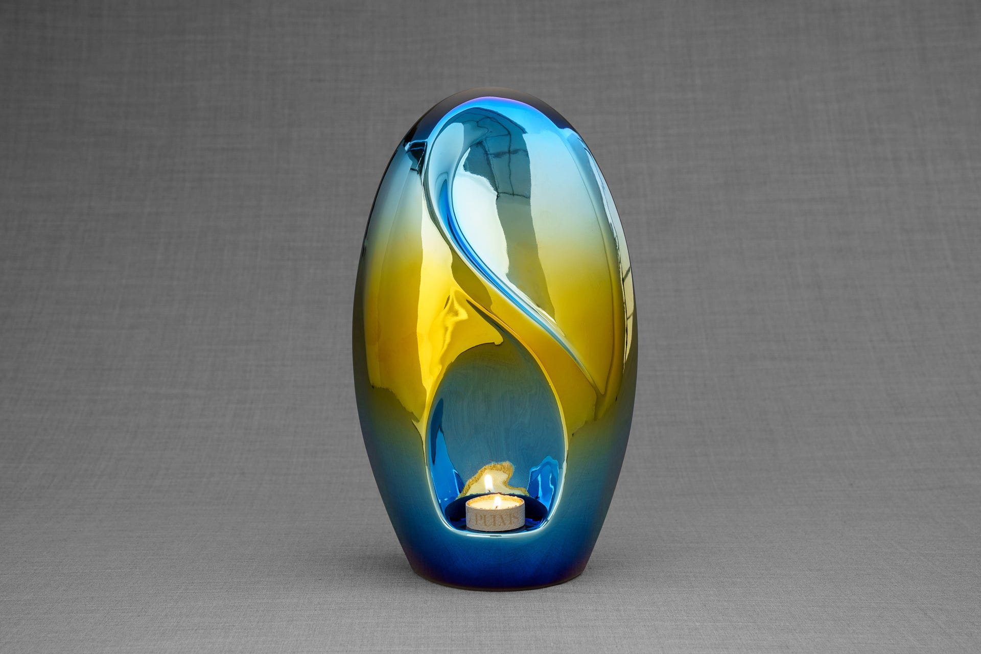 Pulvis Art Urns Adult Size Urn Exclusive Cremation Urn for Ashes "Eternity" - Large | Shiny Yellow