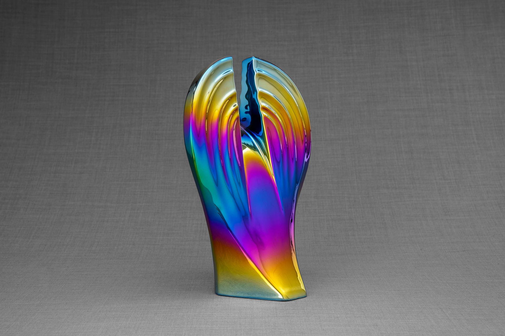 Pulvis Art Urns Adult Size Urn Exclusive Cremation Urn for Ashes "Guardian" - Large | Rainbow Chrome