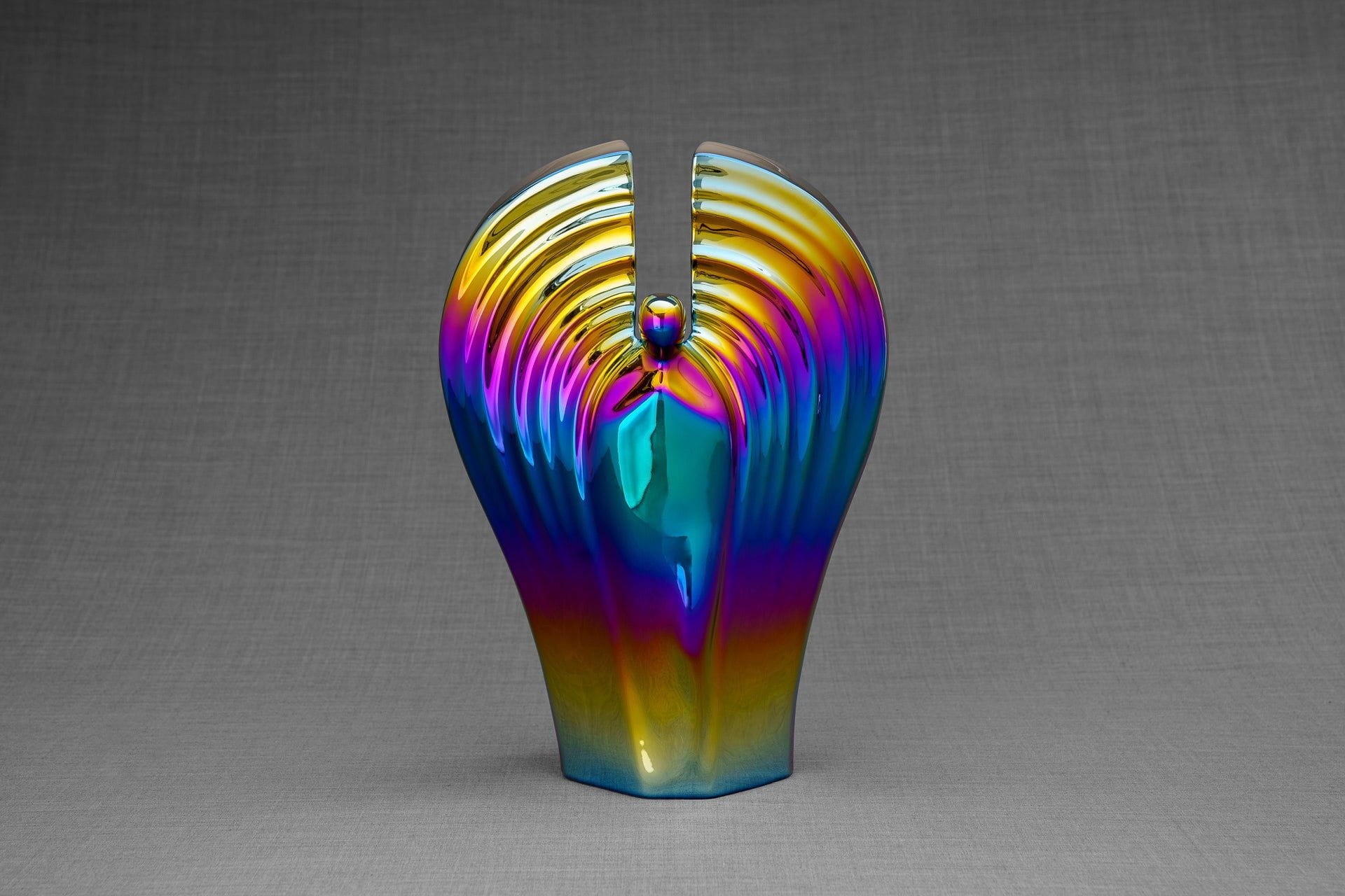 Pulvis Art Urns Adult Size Urn Exclusive Cremation Urn for Ashes "Guardian" - Large | Rainbow Chrome