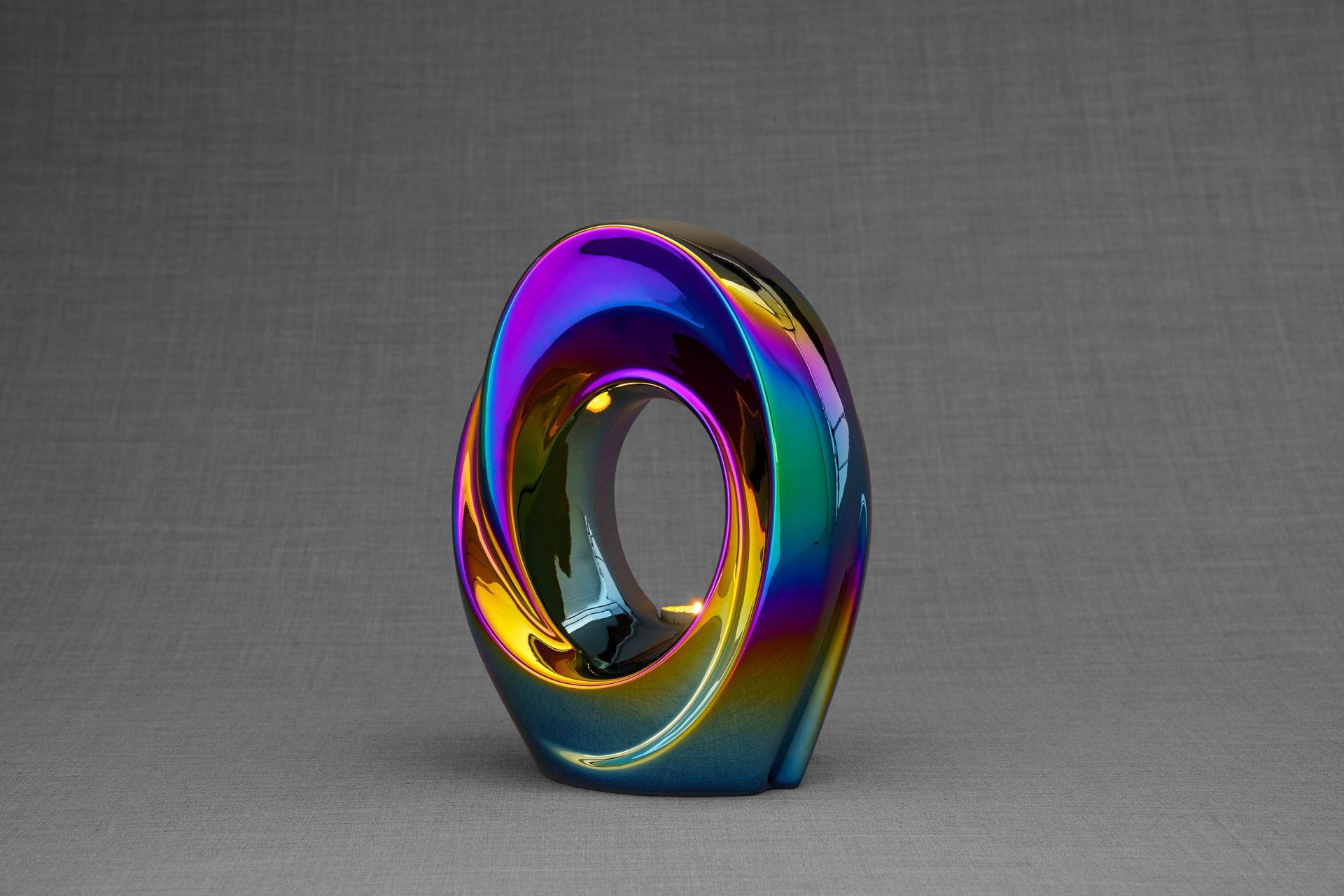 Pulvis Art Urns Adult Size Urn Exclusive Cremation Urn for Ashes "The Passage" - Large | Rainbow Chrome