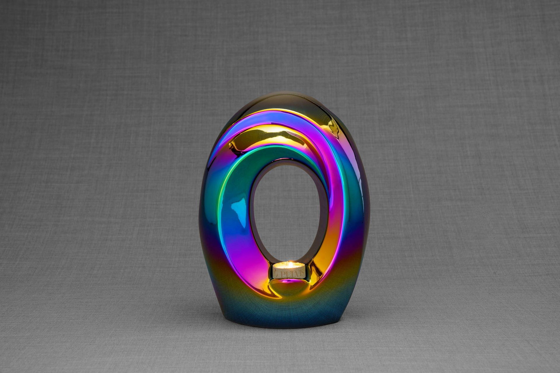 Pulvis Art Urns Adult Size Urn Exclusive Cremation Urn for Ashes "The Passage" - Large | Rainbow Chrome
