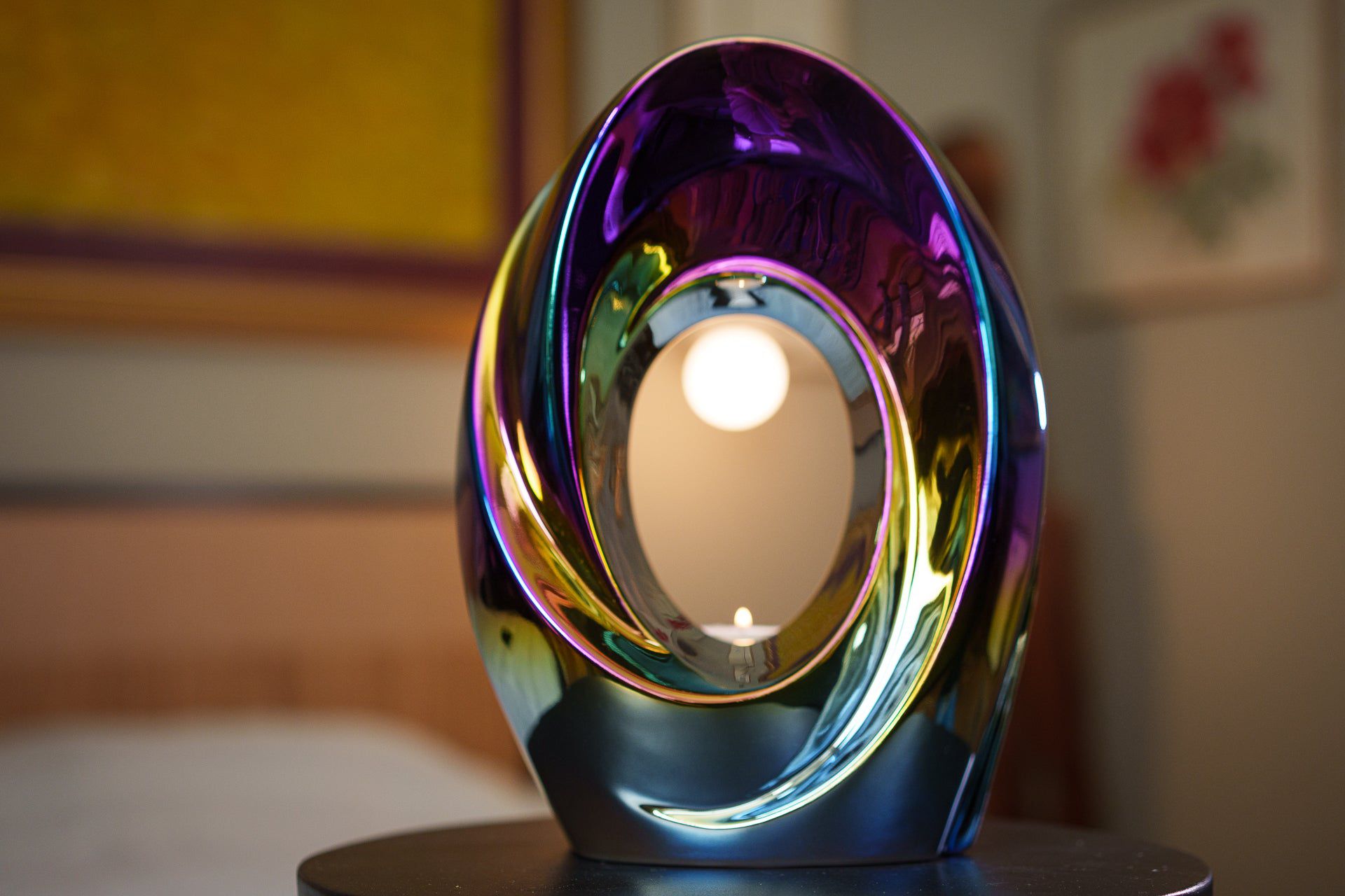 Pulvis Art Urns Adult Size Urn Exclusive Cremation Urn for Ashes "The Passage" - Large | Rainbow Chrome