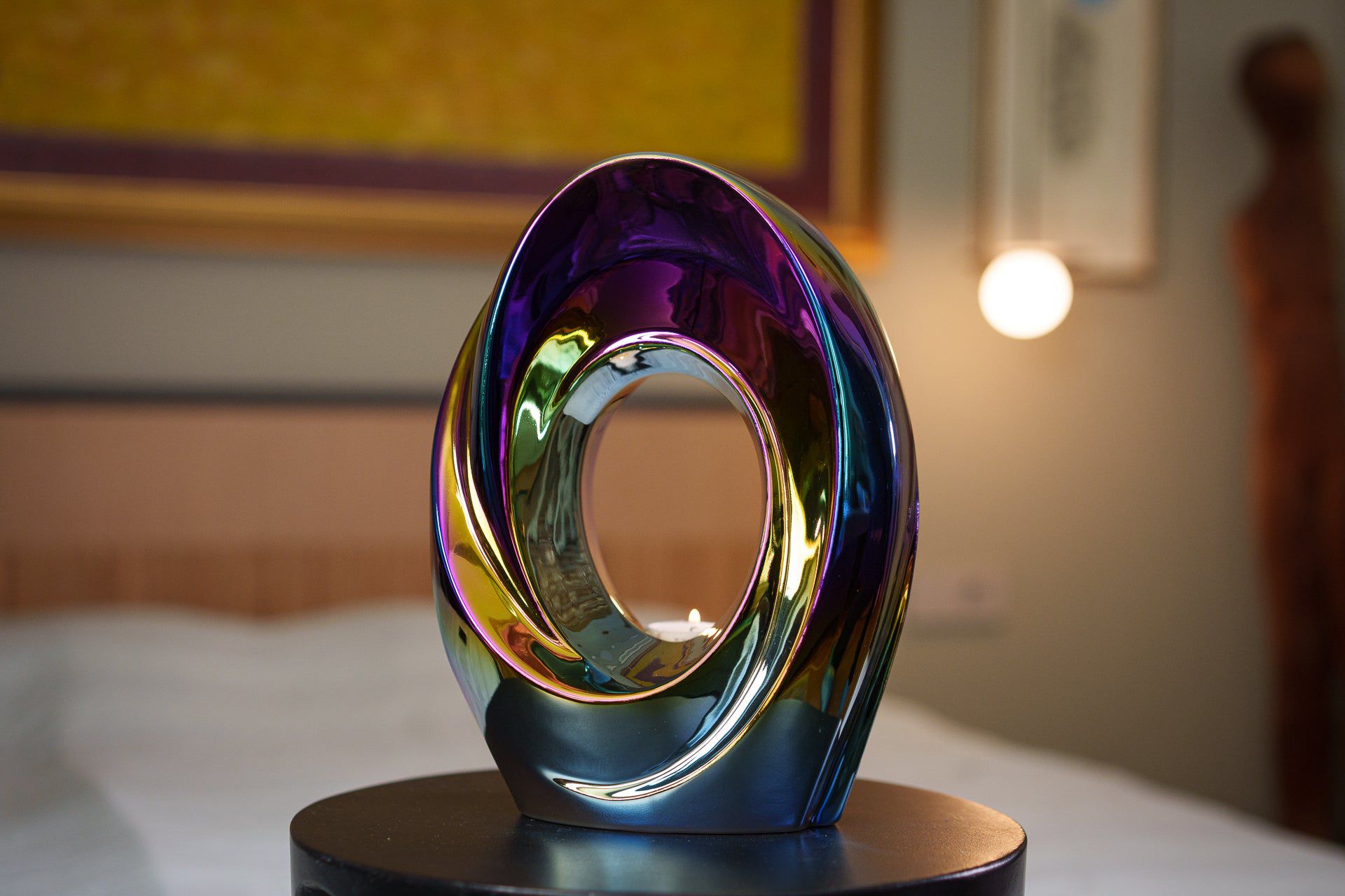 Pulvis Art Urns Adult Size Urn Exclusive Cremation Urn for Ashes "The Passage" - Large | Rainbow Chrome