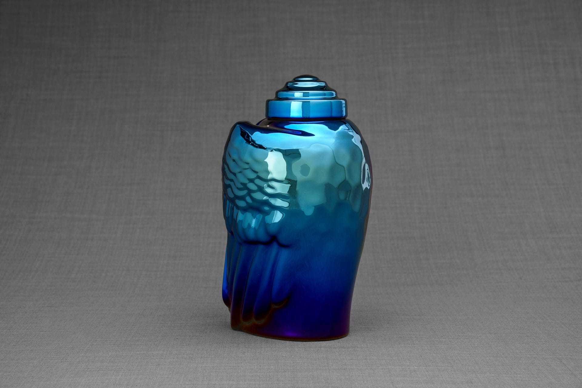 Pulvis Art Urns Adult Size Urn Exclusive Cremation Urn for Ashes "Wings" - Large | Glossy Blue