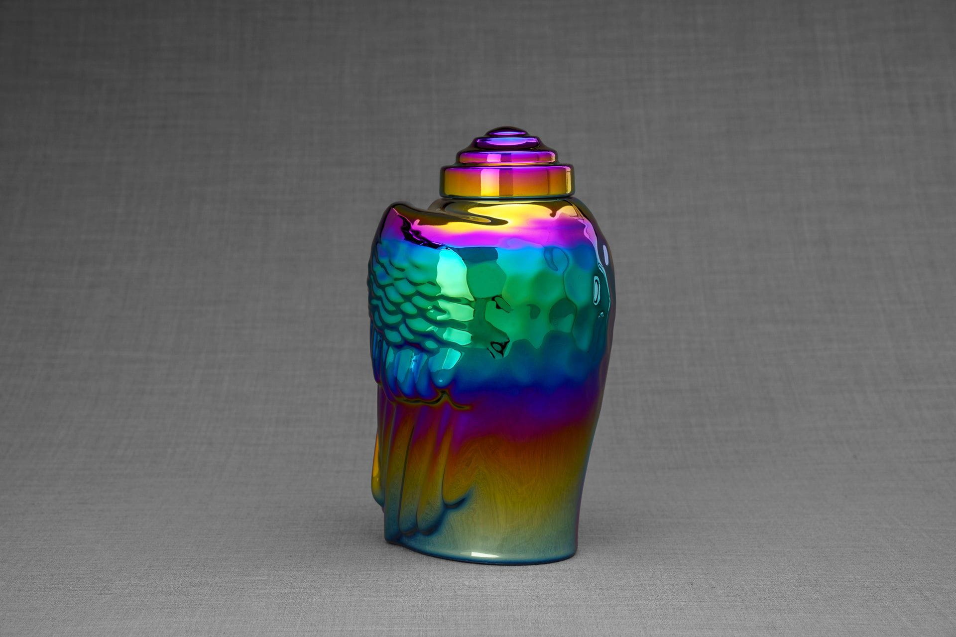 Pulvis Art Urns Adult Size Urn Exclusive Cremation Urn for Ashes "Wings" - Large | Rainbow Chrome