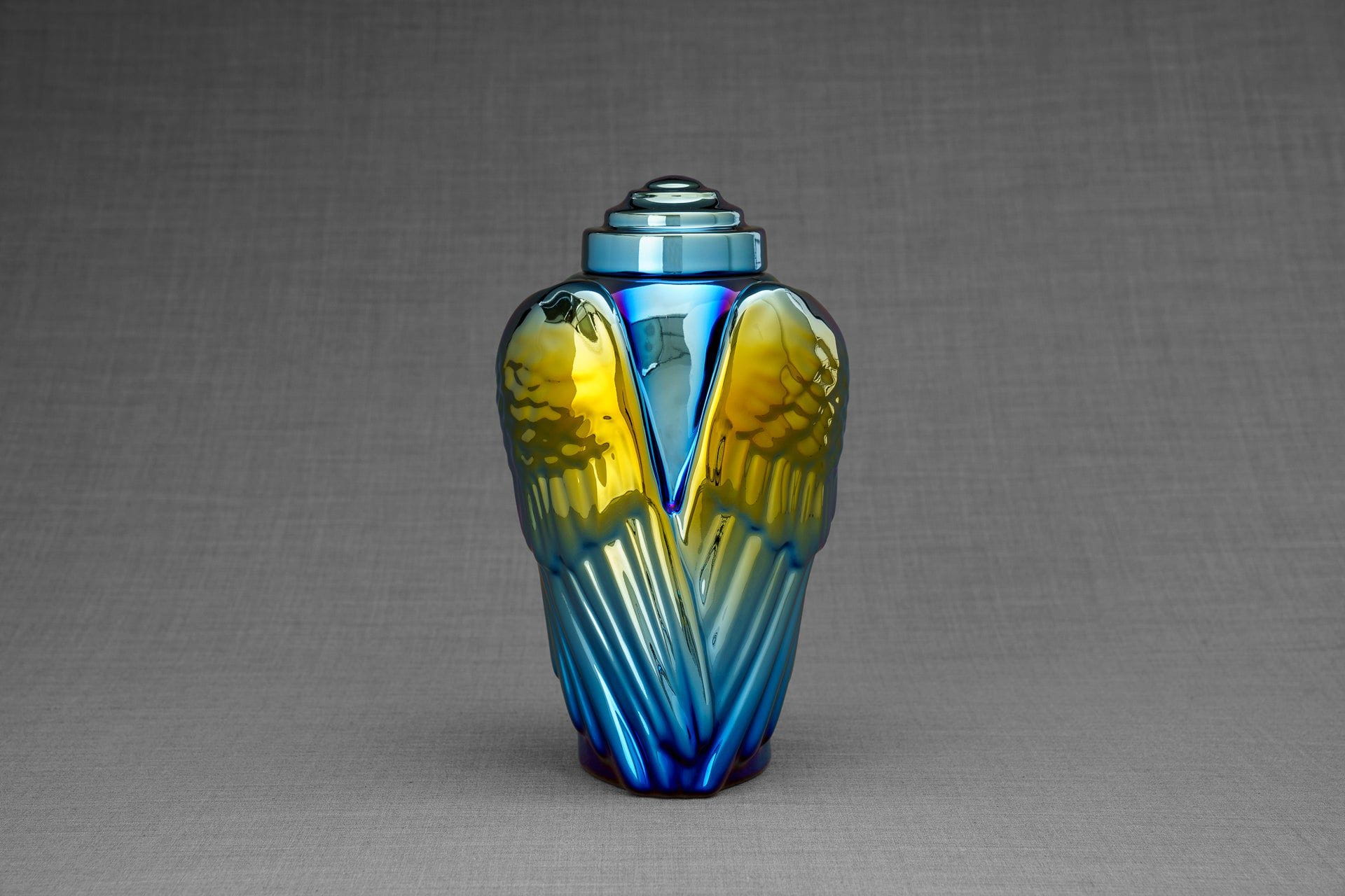 Pulvis Art Urns Adult Size Urn Exclusive Cremation Urn for Ashes "Wings" - Large | Shiny Yellow