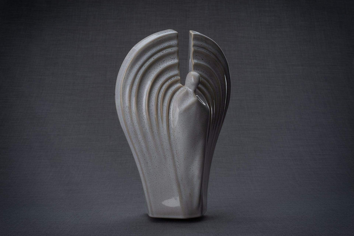 Guardian Handmade Cremation Urn for Ashes, size Large/Adult, color Beige Grey Melange-Pulvis Art Urns