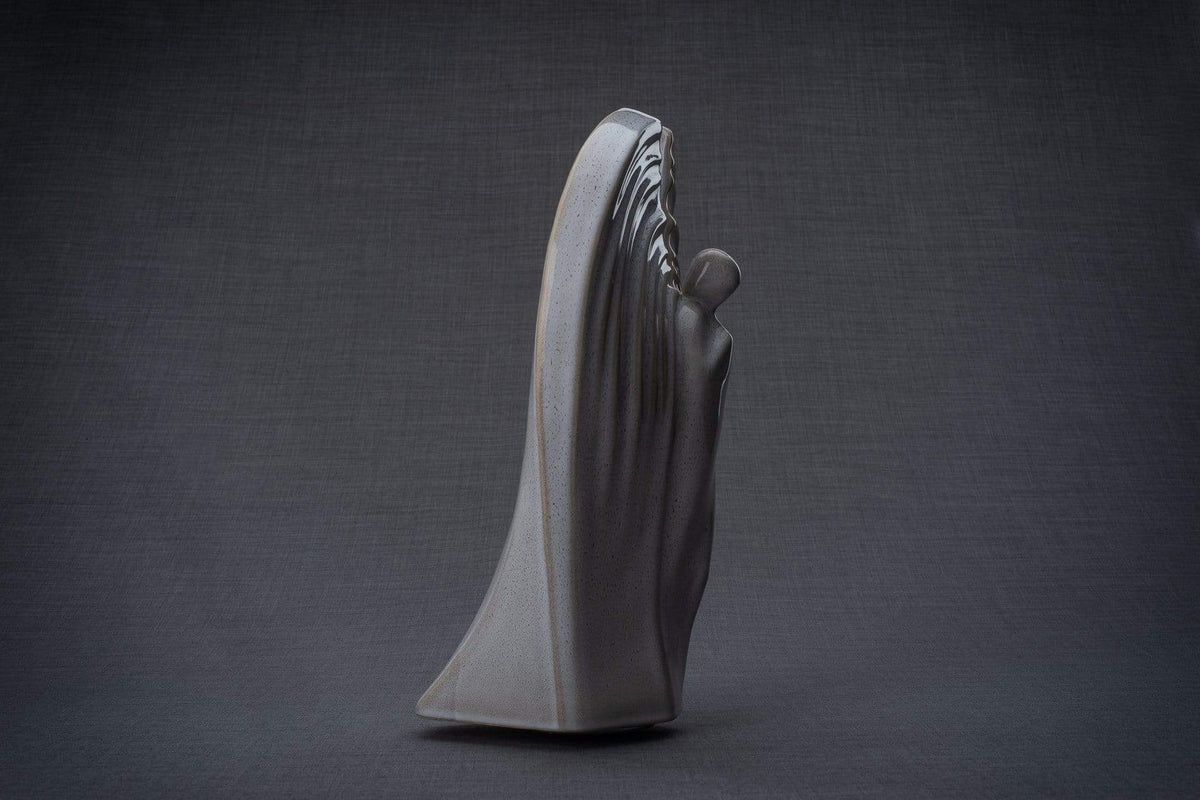 Guardian Handmade Cremation Urn for Ashes, size Large/Adult, color Beige Grey Melange-Pulvis Art Urns