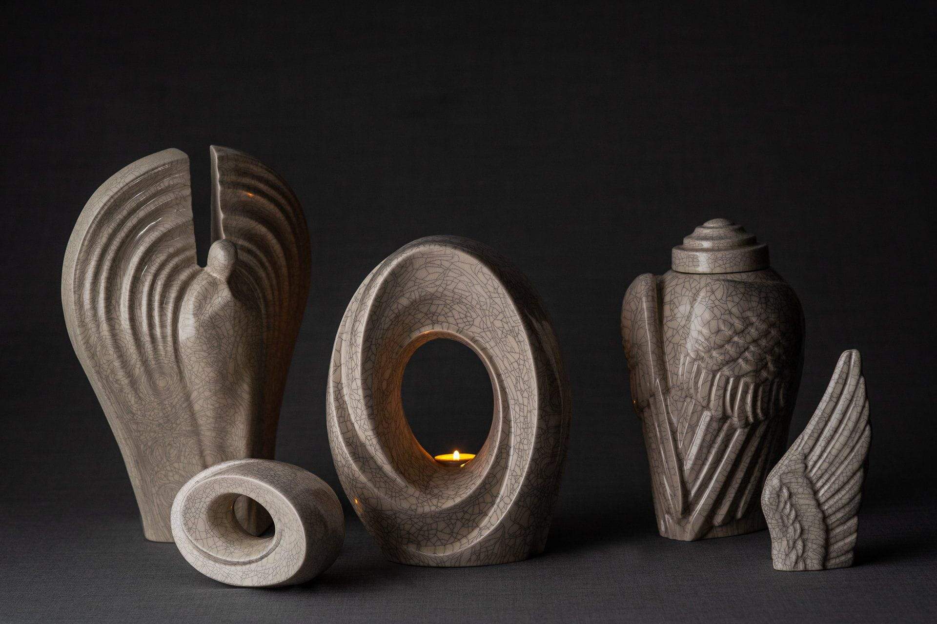 Pulvis Art Urns Adult Size Urn Guardian Handmade Cremation Urn for Ashes - Large | Craquelure | Ceramic