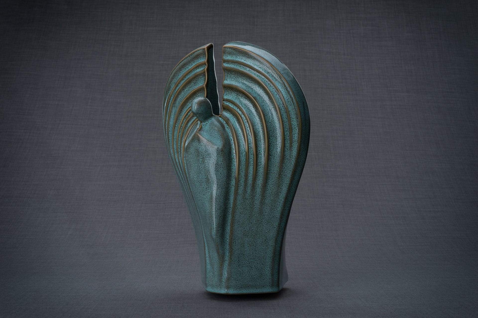 Guardian Handmade Cremation Urn for Ashes, size Large/Adult, color Oily Green Melange-Pulvis Art Urns