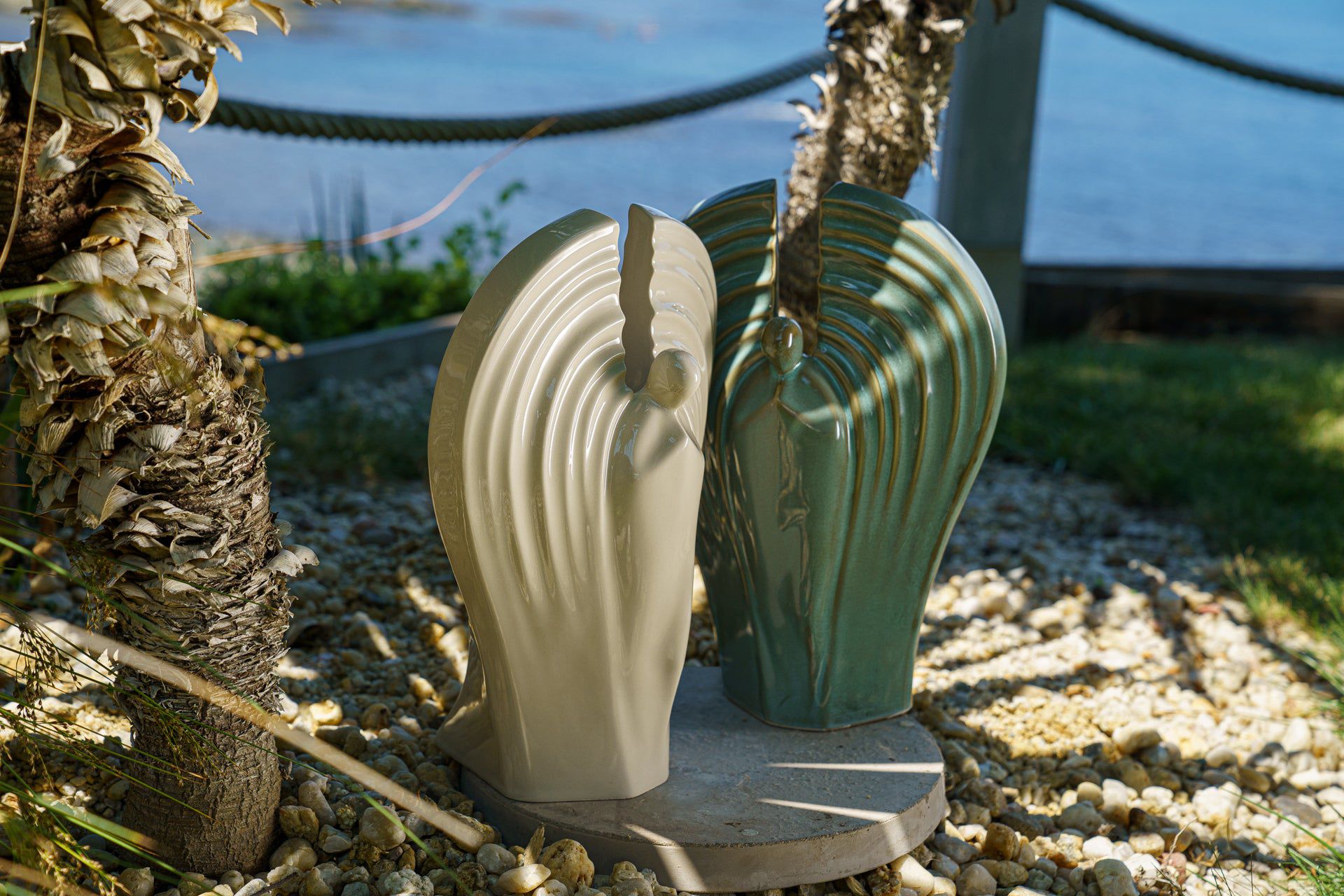 Pulvis Art Urns Adult Size Urn Guardian Handmade Cremation Urn for Ashes - Large | Oily Green Melange | Ceramic