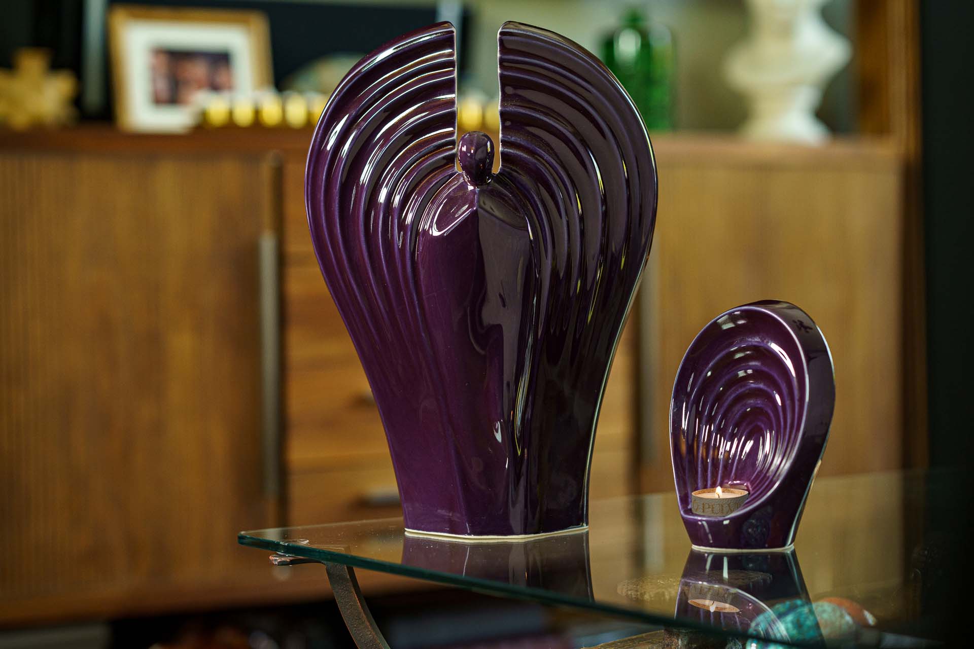 Pulvis Art Urns Adult Size Urn Guardian Handmade Cremation Urn for Ashes - Large | Violet | Ceramic