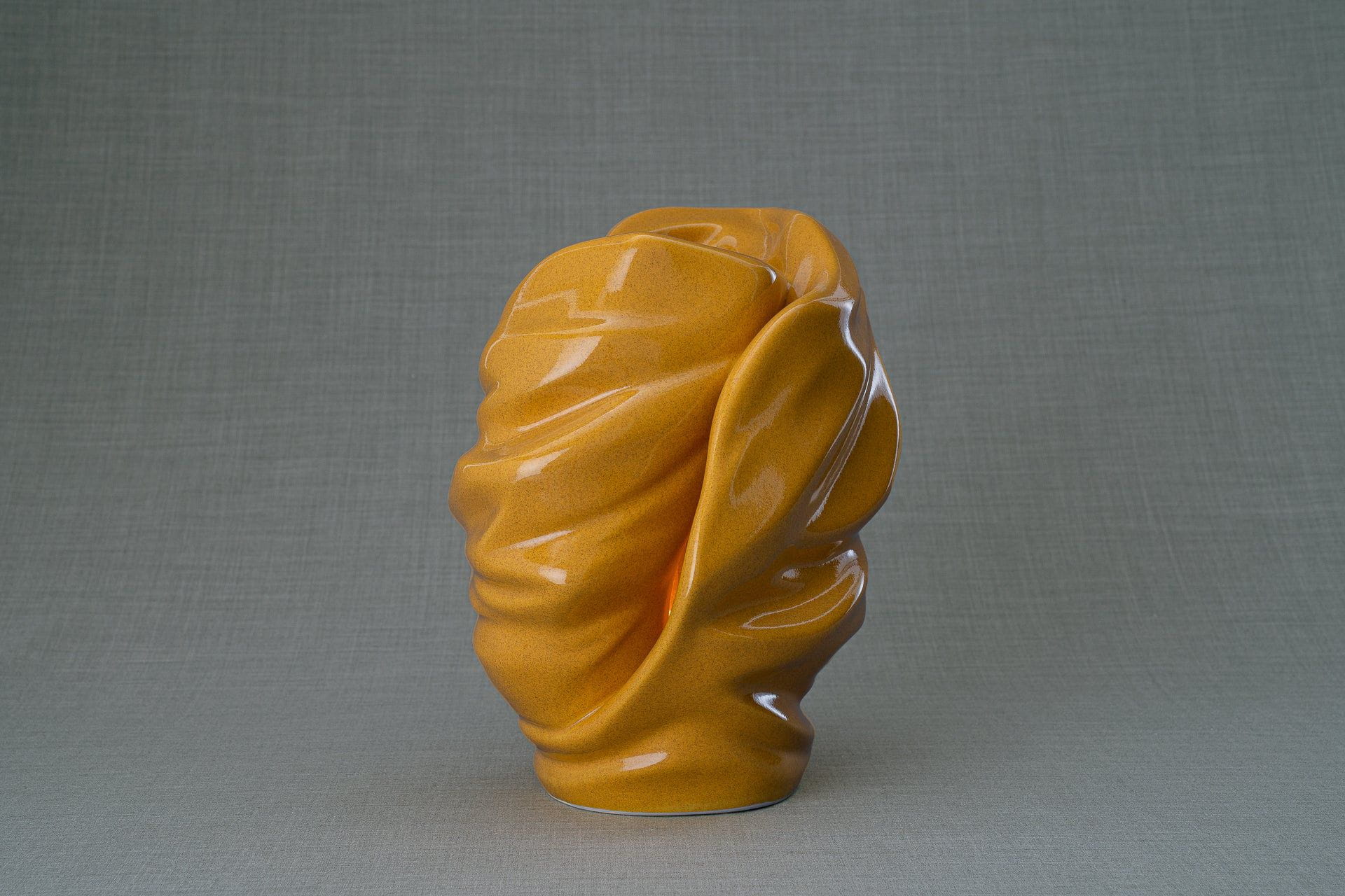 Pulvis Art Urns Adult Size Urn Handmade Cremation Urn for Ashes "Light" - Large | Amber Yellow | Ceramic