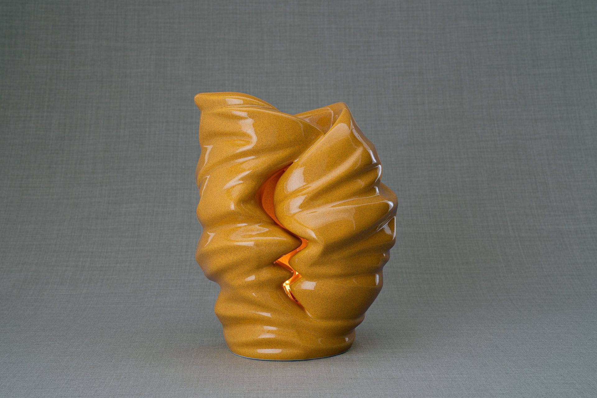 Pulvis Art Urns Adult Size Urn Handmade Cremation Urn for Ashes "Light" - Large | Amber Yellow | Ceramic